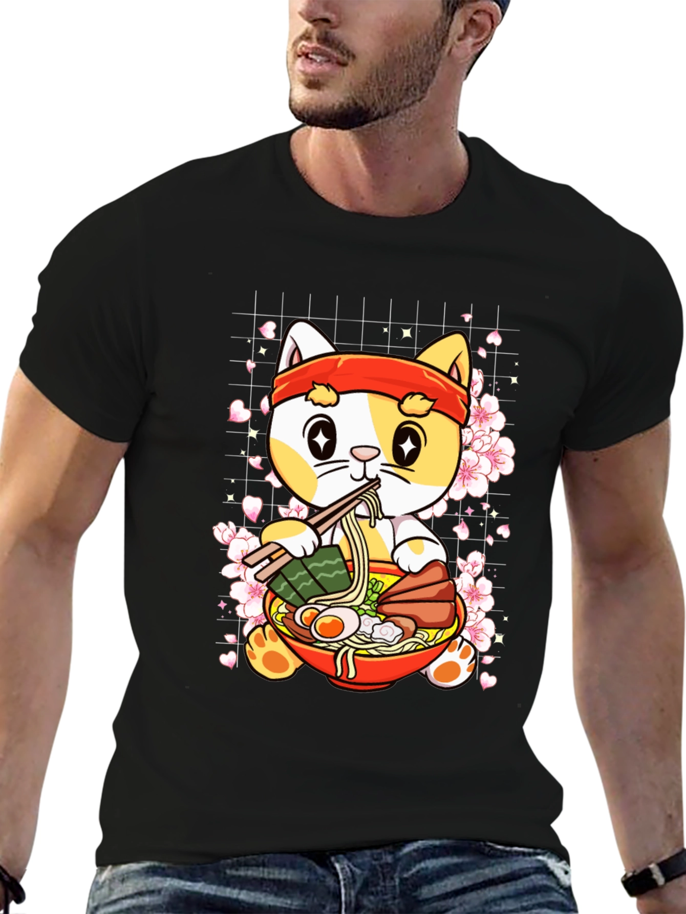 Cute Ramen Cat T-Shirt - Anime Style