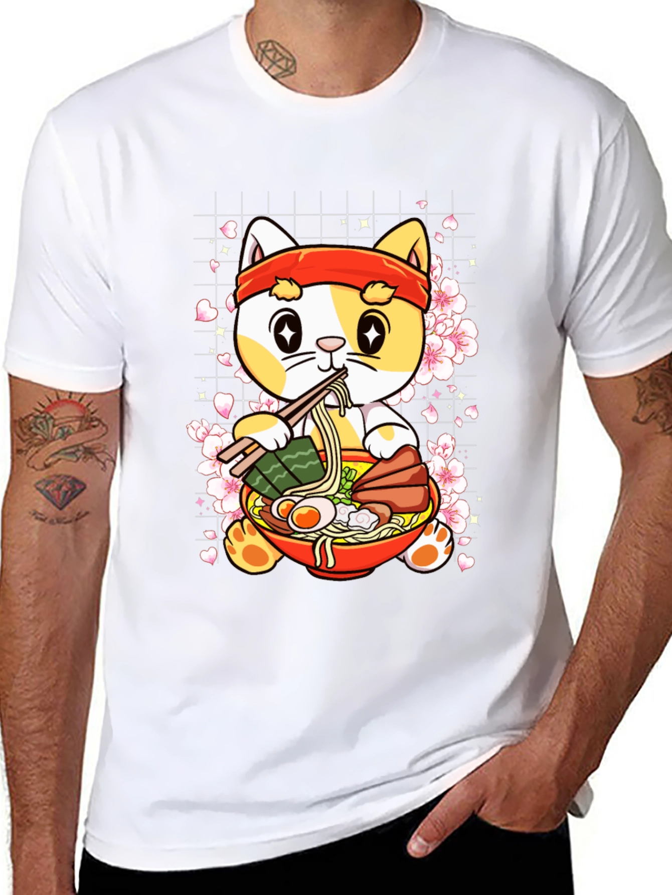 Cute Ramen Cat T-Shirt - Anime Style