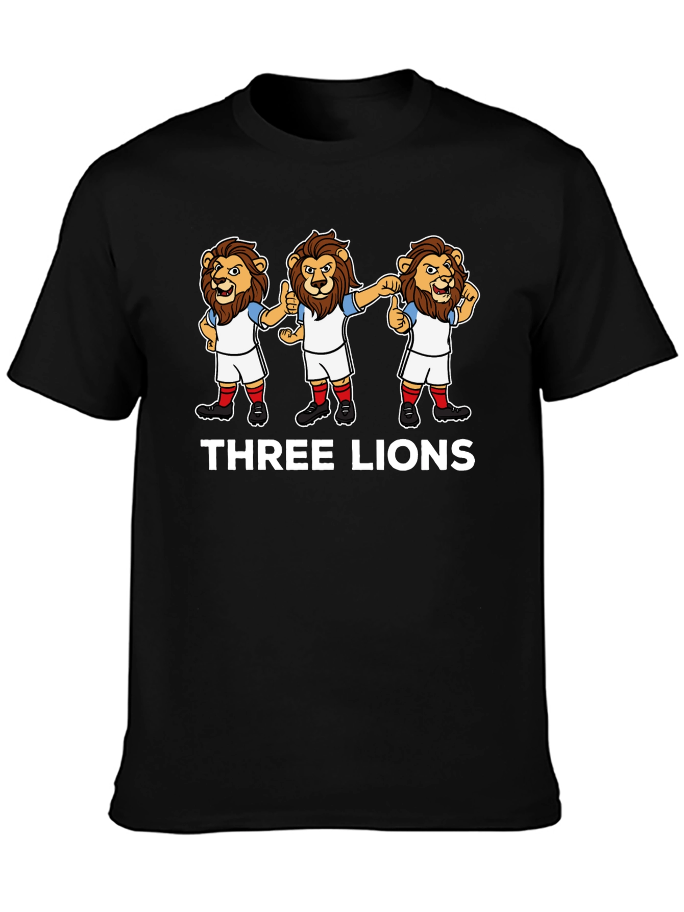 Three Lions Cartoon Graphic T-Shirt - Black