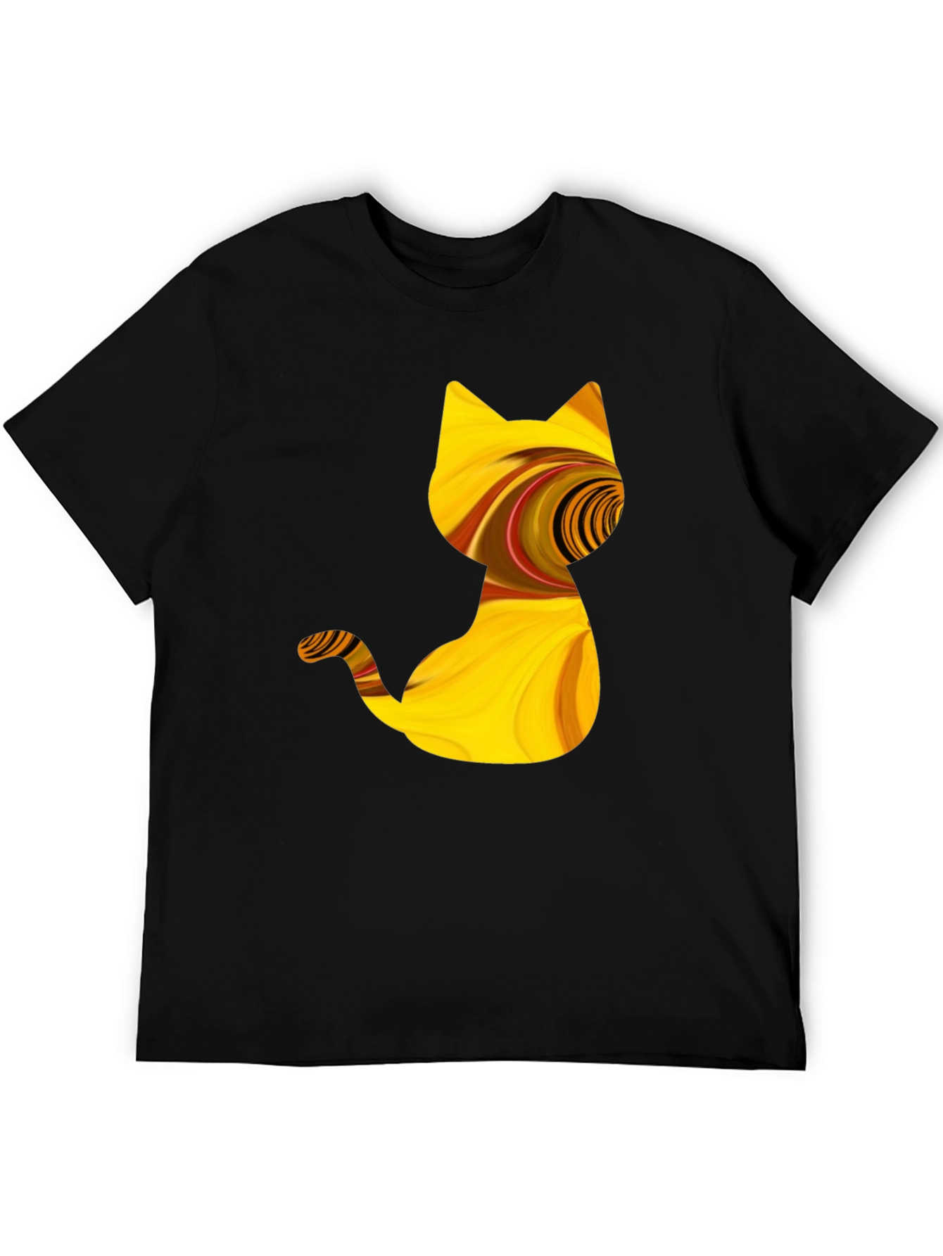 Abstract Cat Graphic Tee - Stylish Black T-Shirt