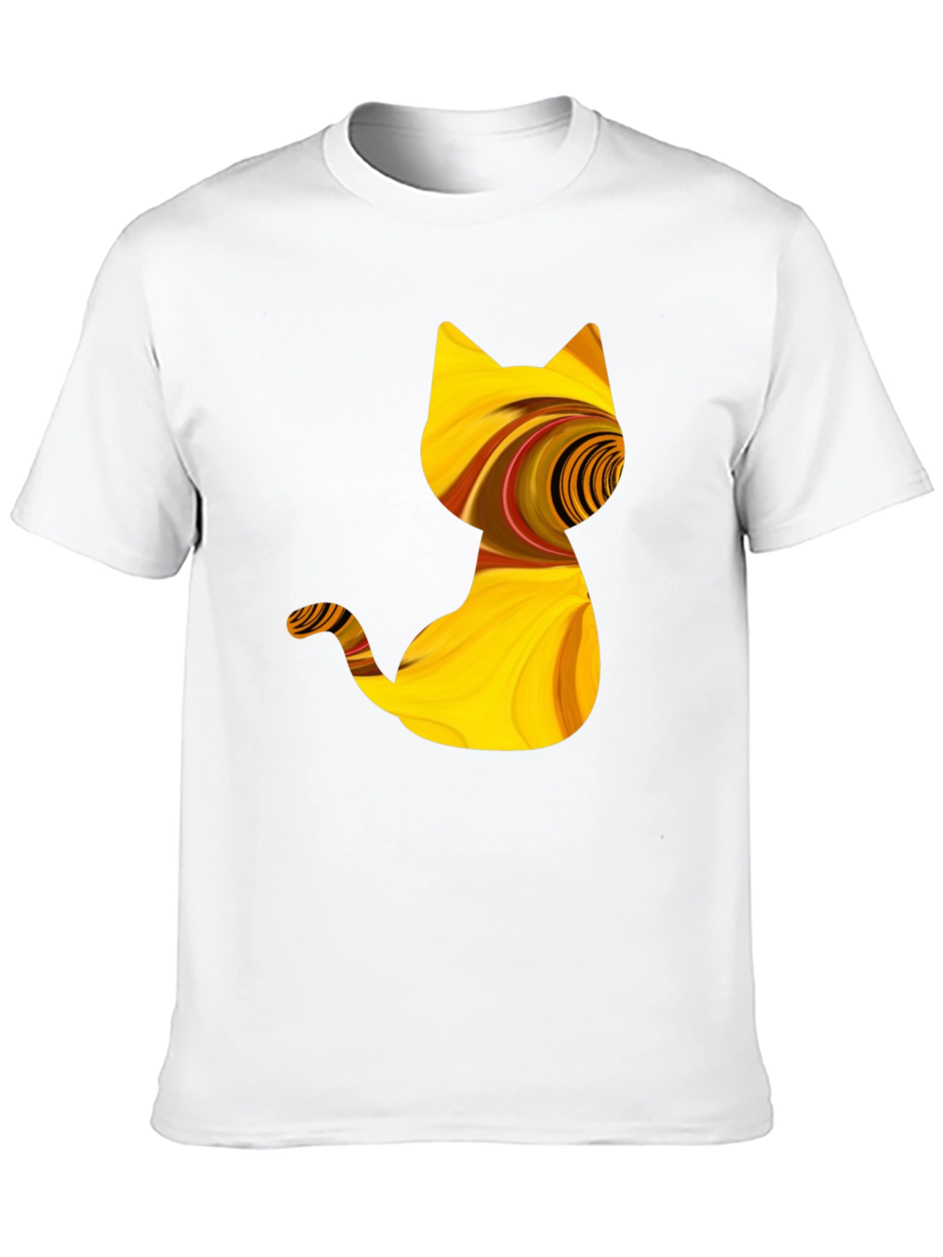 Abstract Cat Graphic Tee - Stylish Black T-Shirt