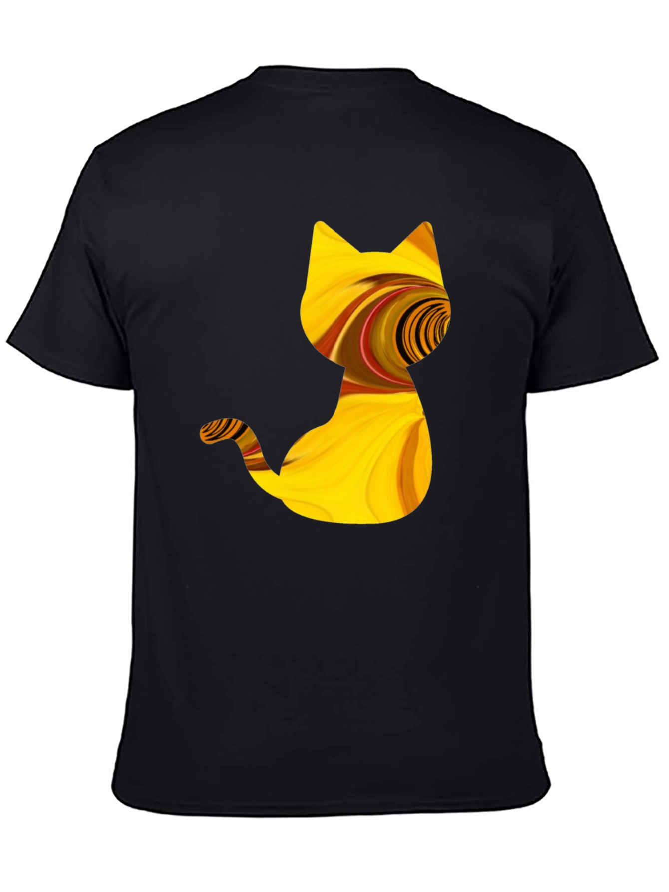 Abstract Cat Graphic Tee - Stylish Black T-Shirt