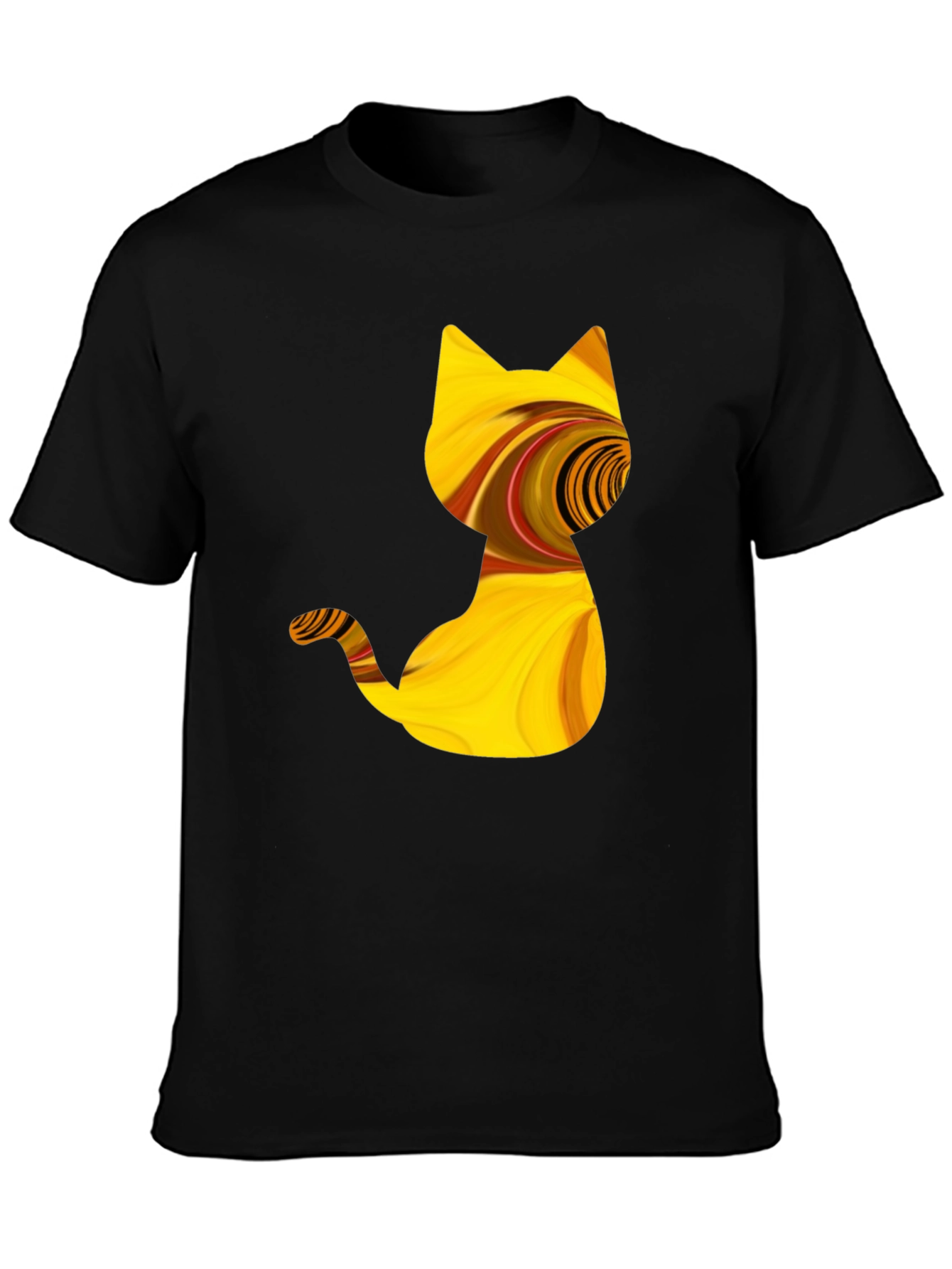 Abstract Cat Graphic Tee - Stylish Black T-Shirt