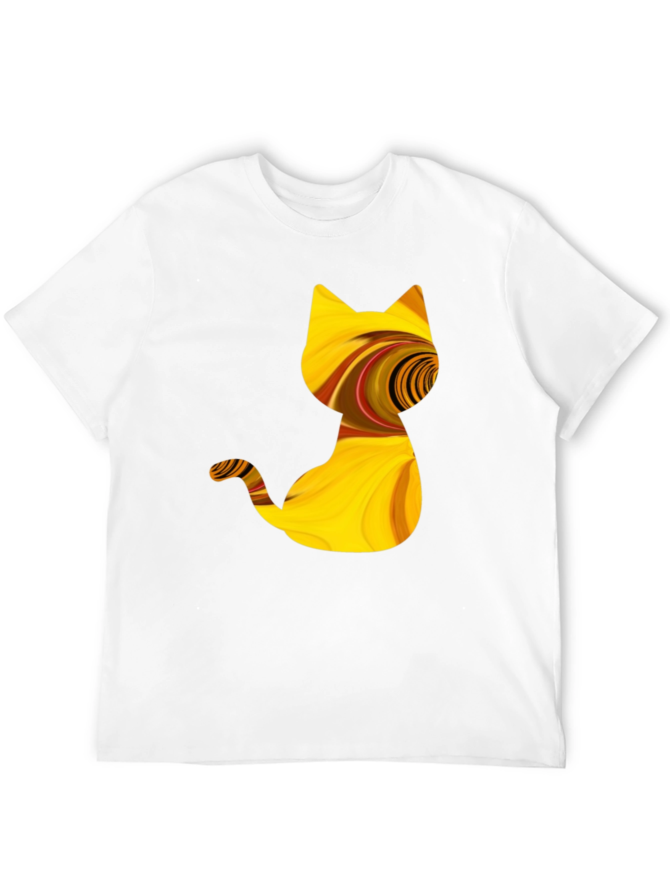 Abstract Cat Graphic Tee - Stylish Black T-Shirt