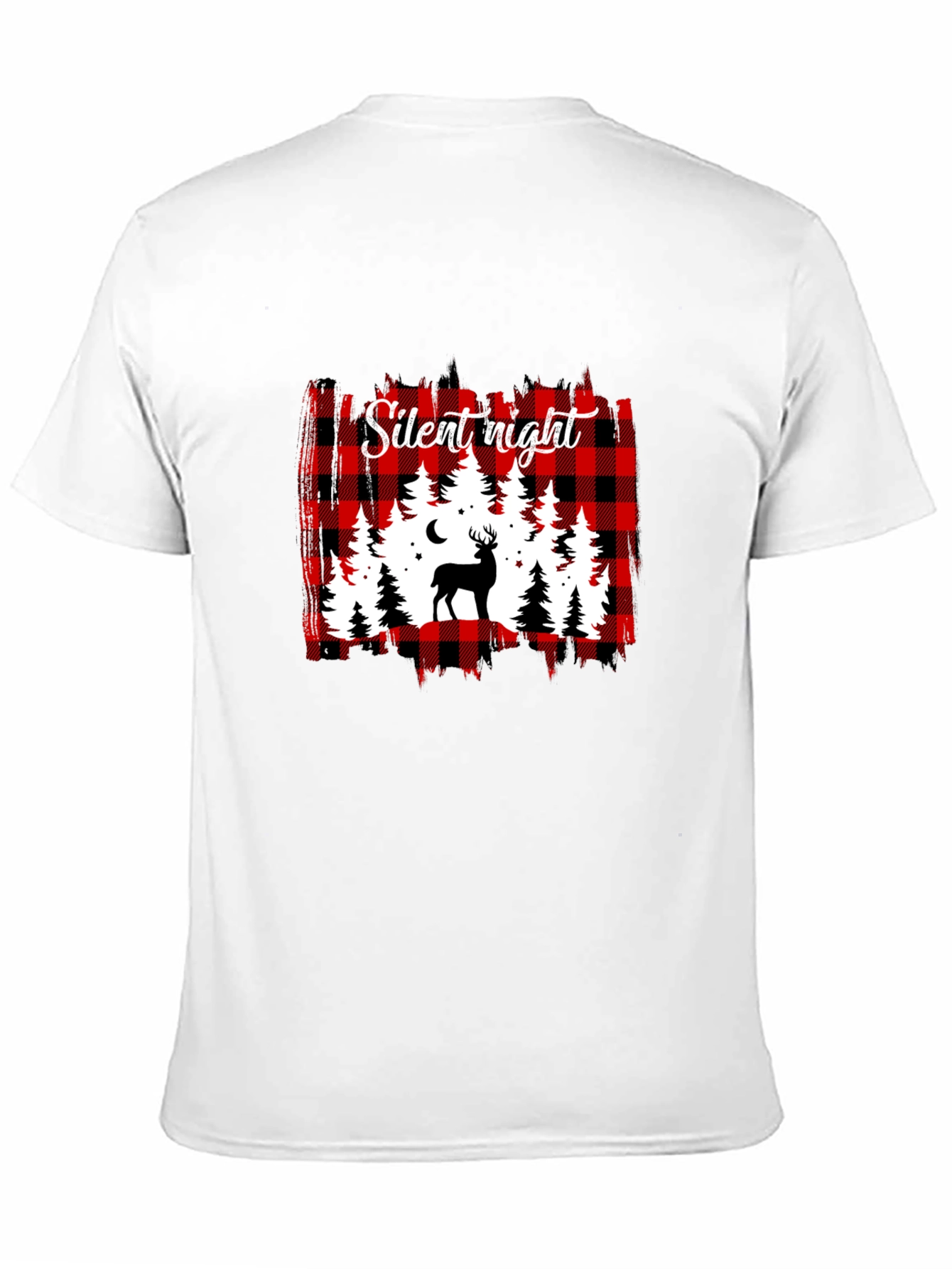 Silent Night Buffalo Plaid Deer T-Shirt