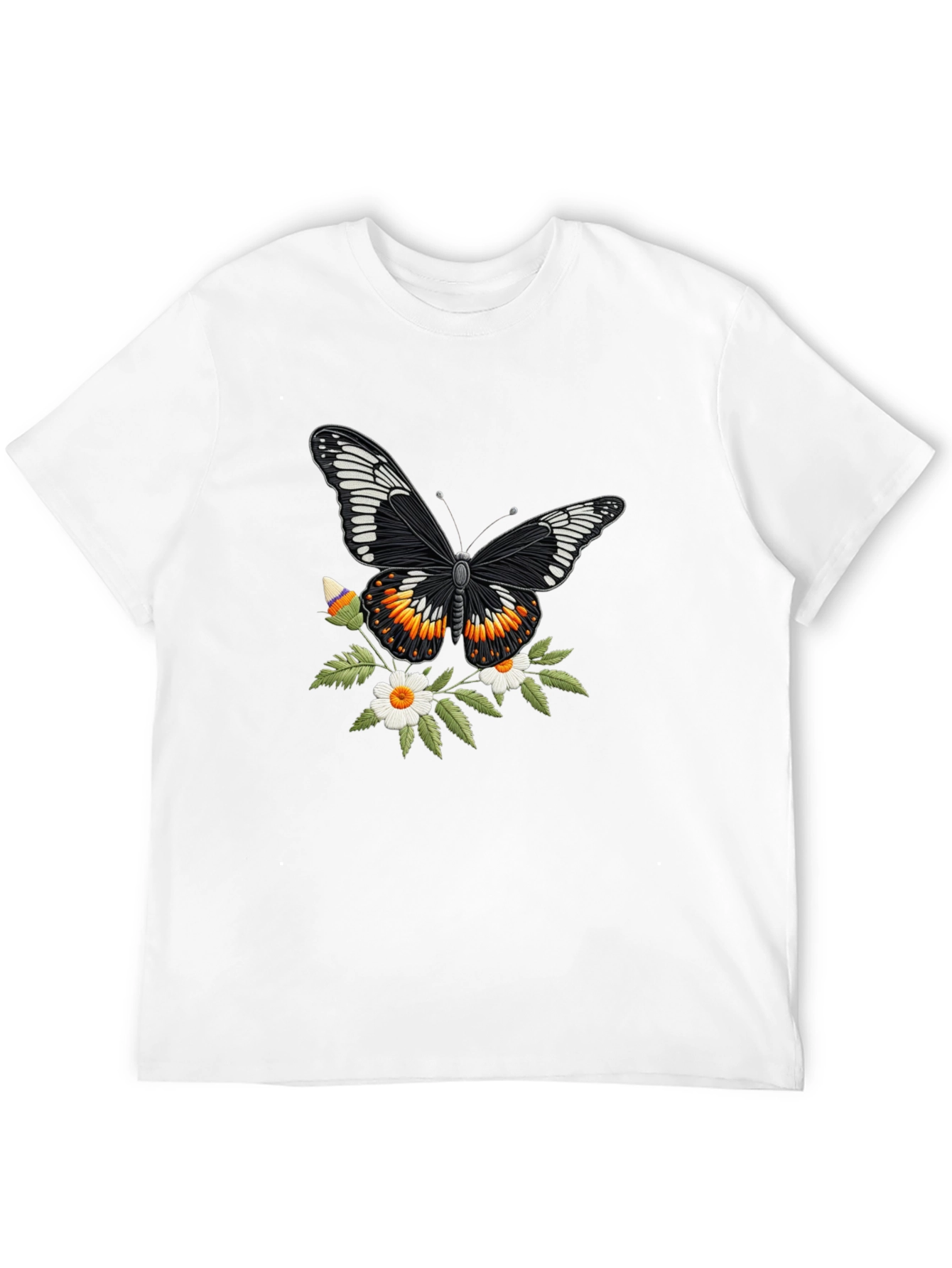 Butterfly Floral T-Shirt - Stylish Black Tee