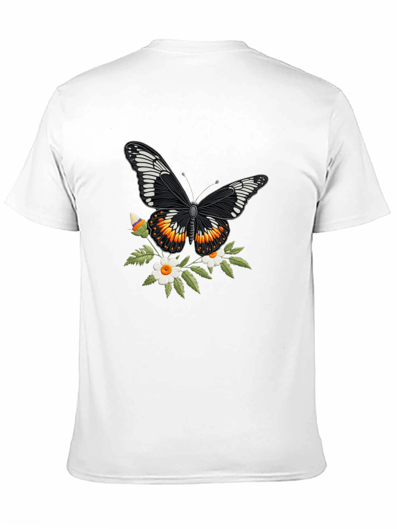 Butterfly Floral T-Shirt - Stylish Black Tee