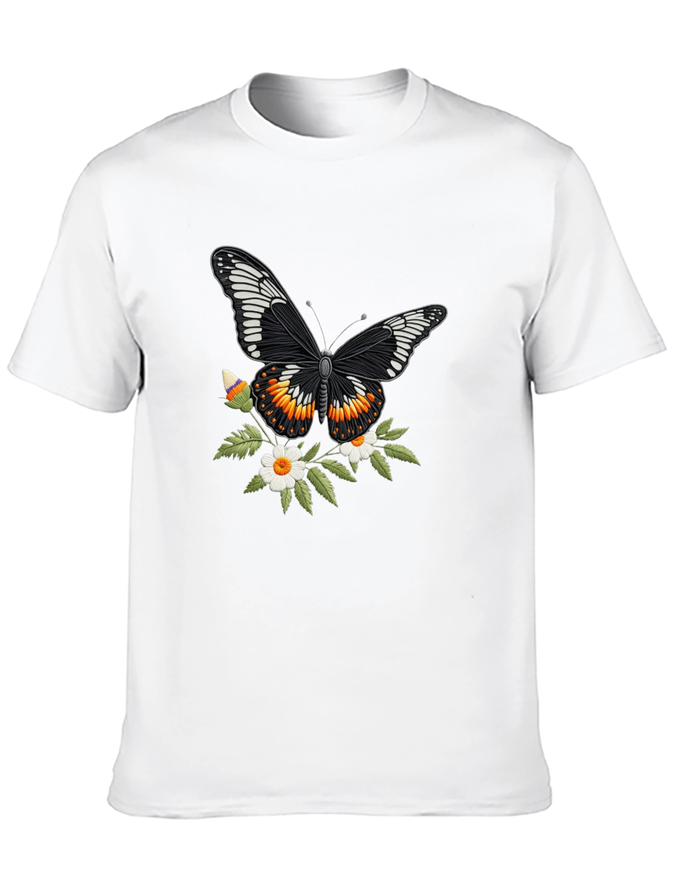 Butterfly Floral T-Shirt - Stylish Black Tee