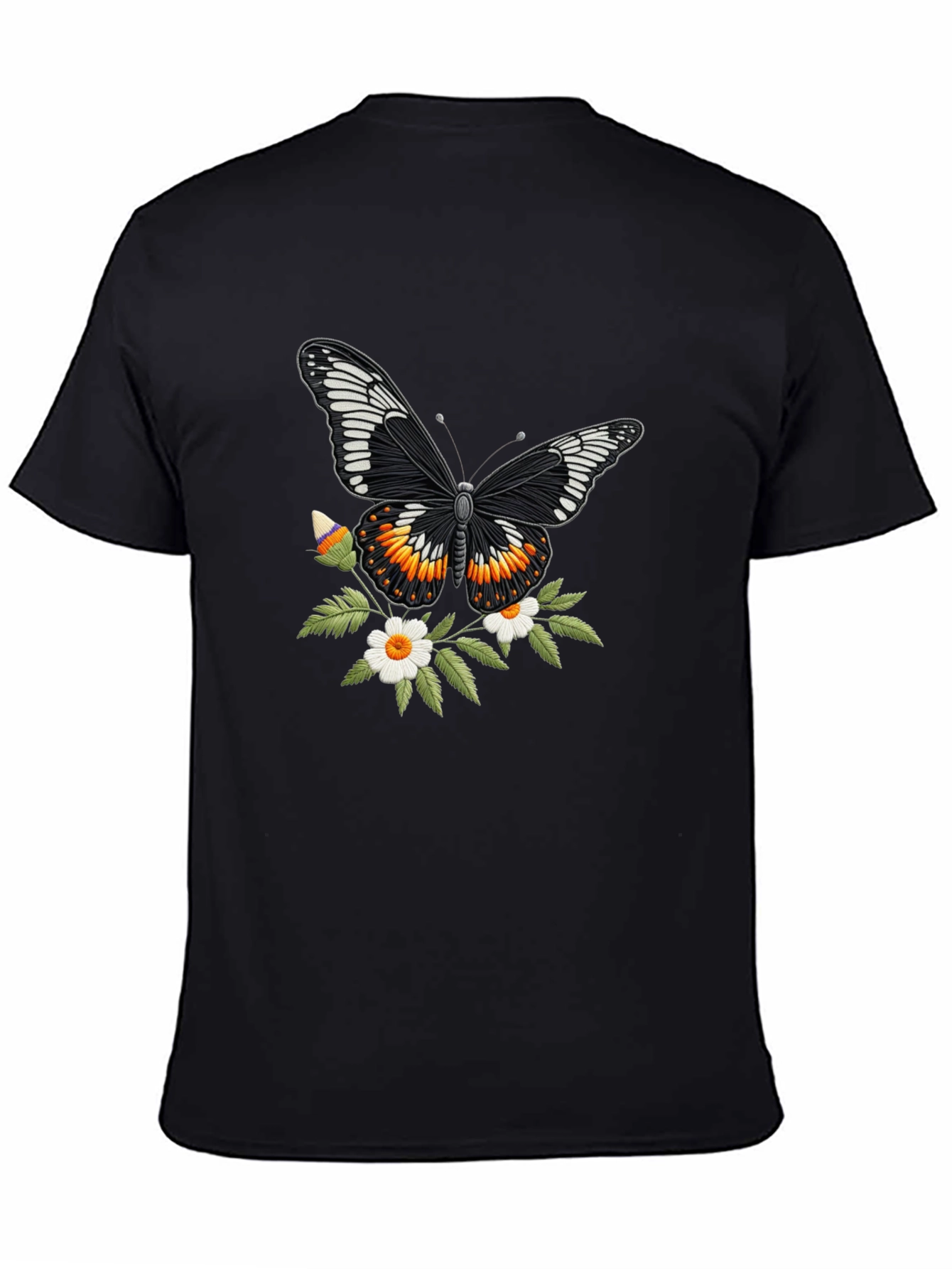 Butterfly Floral T-Shirt - Stylish Black Tee