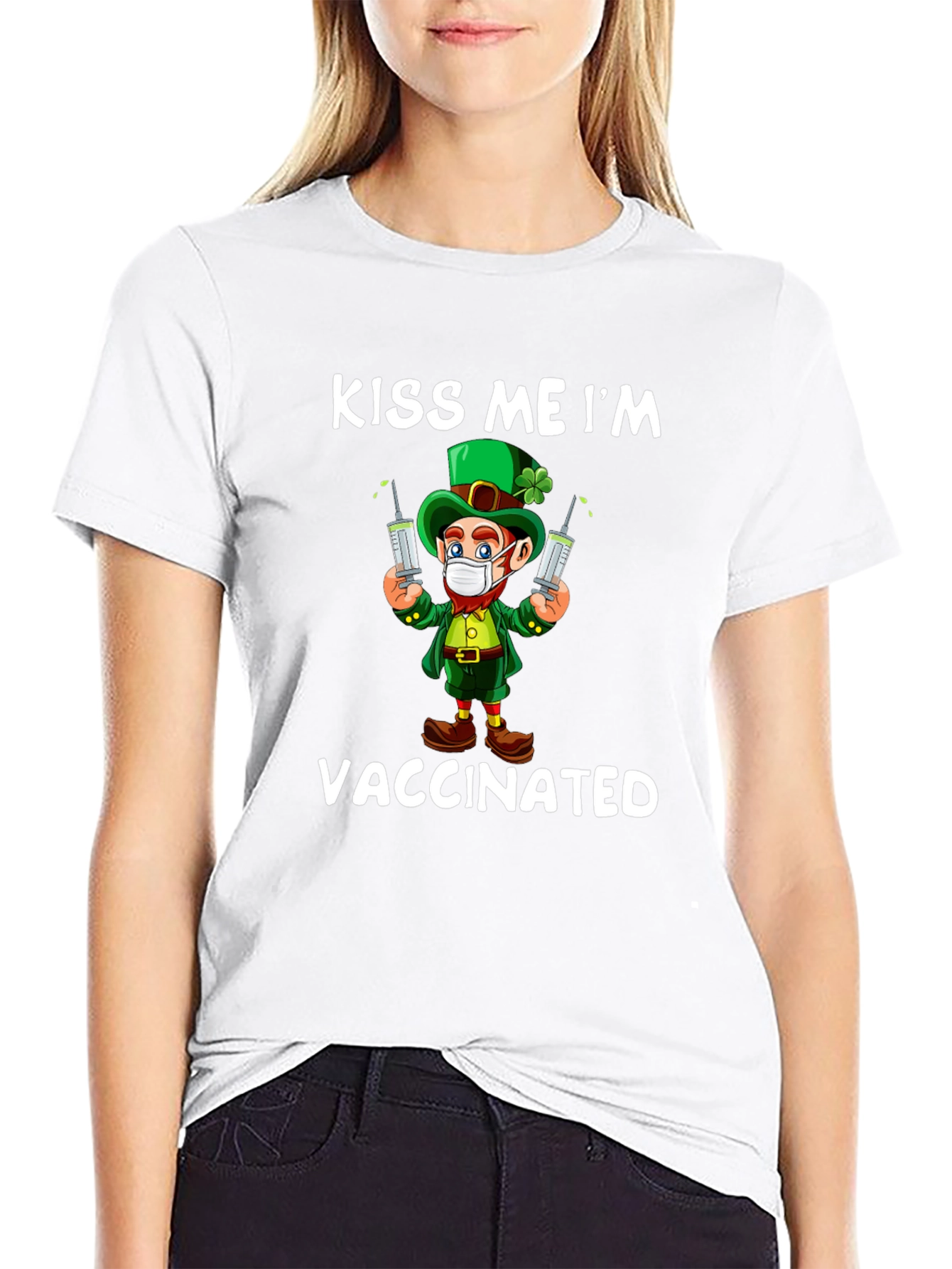 Kiss Me Im Vaccinated St Patricks Day T-Shirt