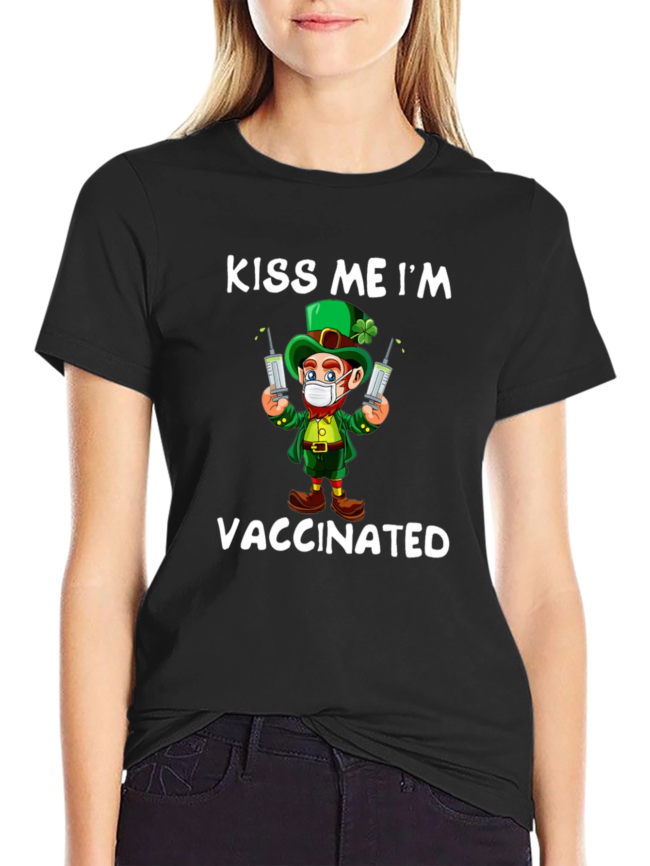 Kiss Me Im Vaccinated St Patricks Day T-Shirt