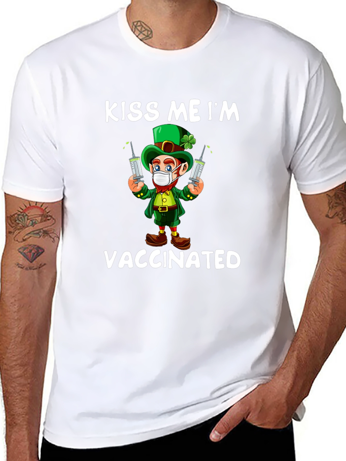 Kiss Me Im Vaccinated St Patricks Day T-Shirt