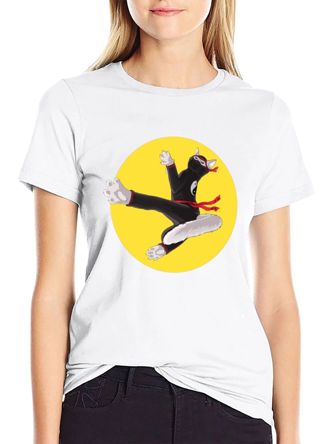 Ninja Cat T-Shirt - Black Cotton Blend