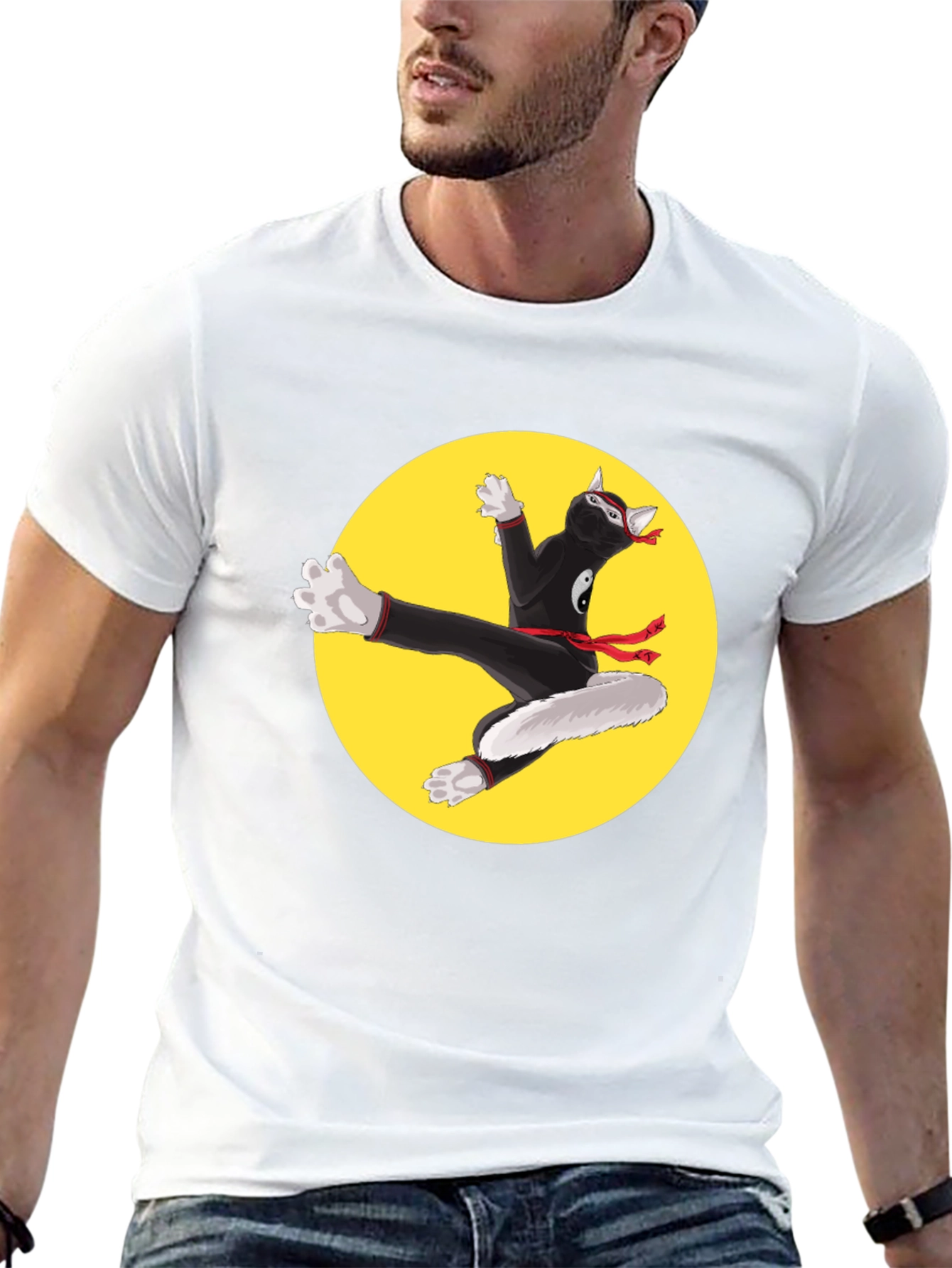 Ninja Cat T-Shirt - Black Cotton Blend