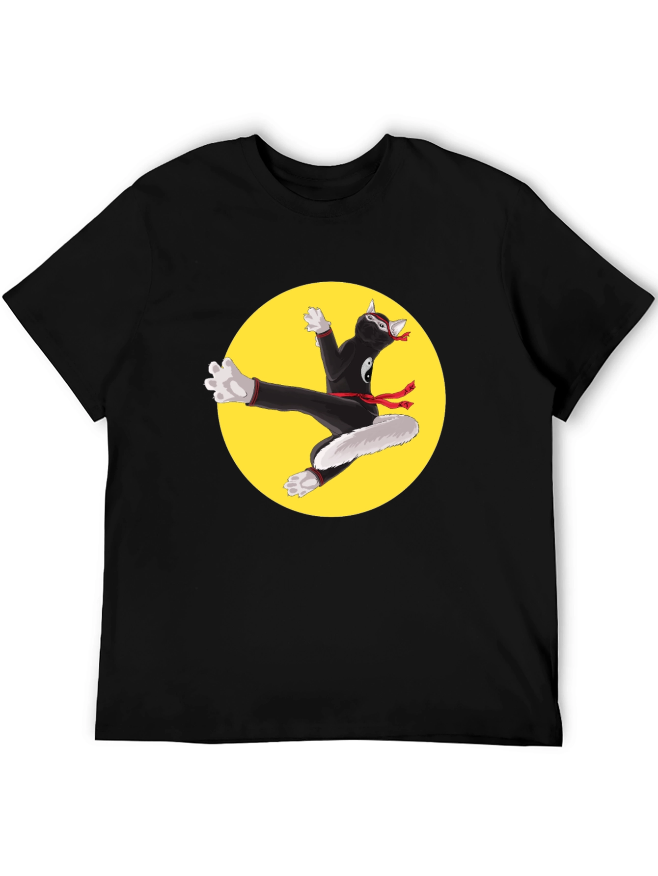 Ninja Cat T-Shirt - Black Cotton Blend