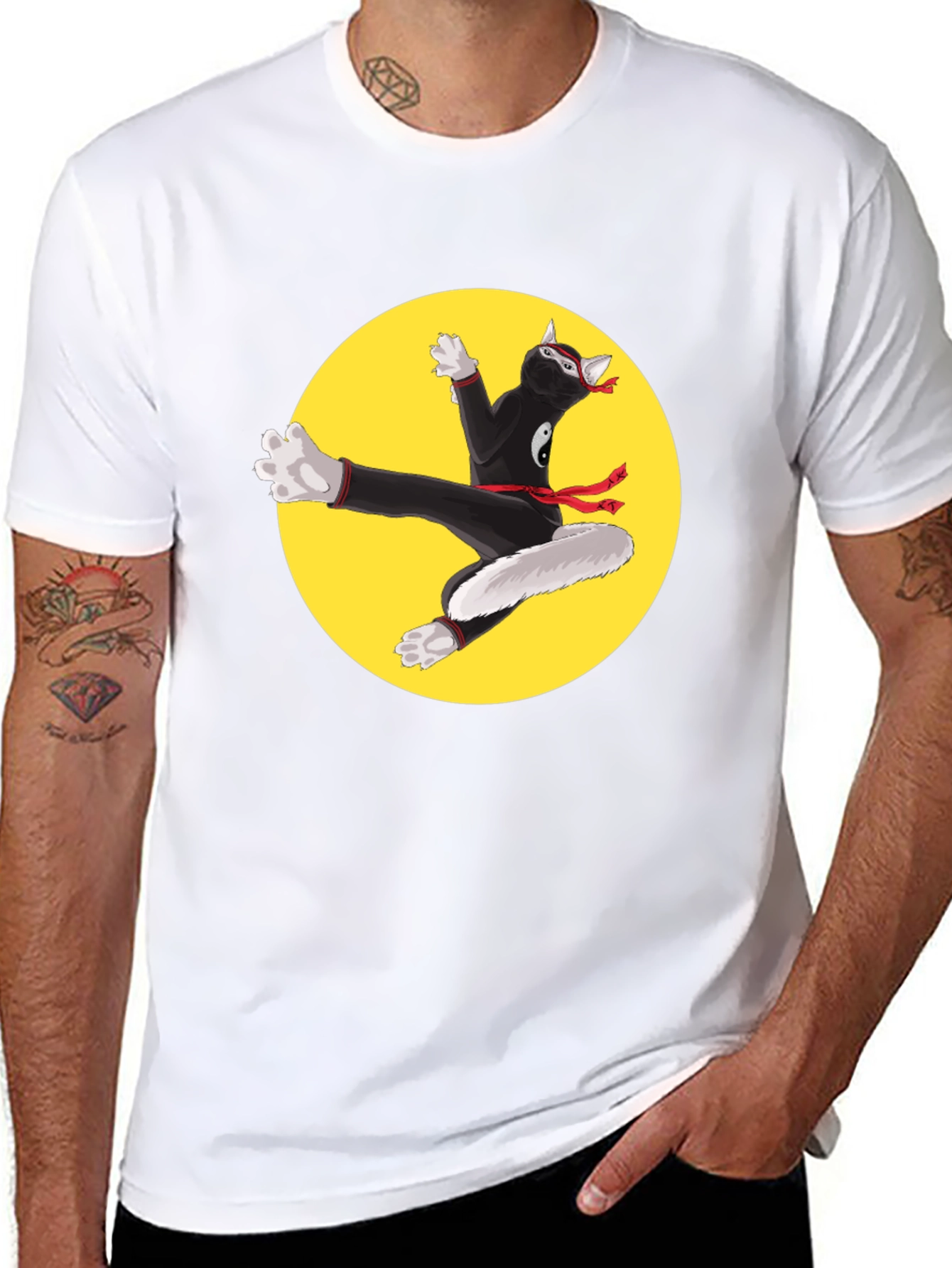 Ninja Cat T-Shirt - Black Cotton Blend