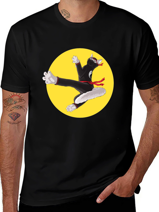 Ninja Cat T-Shirt - Black Cotton Blend