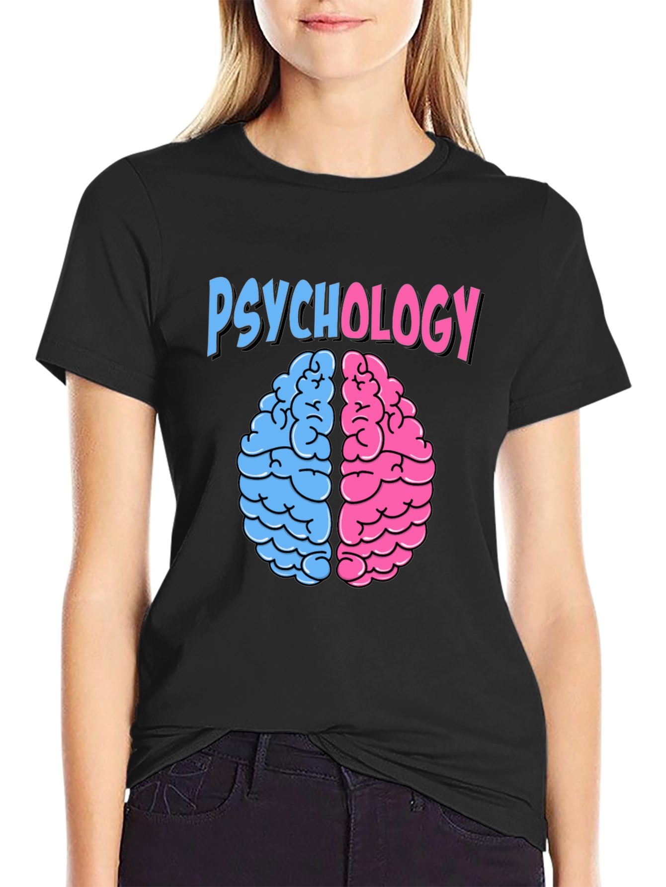 Psychology Brain Graphic Tee - Black