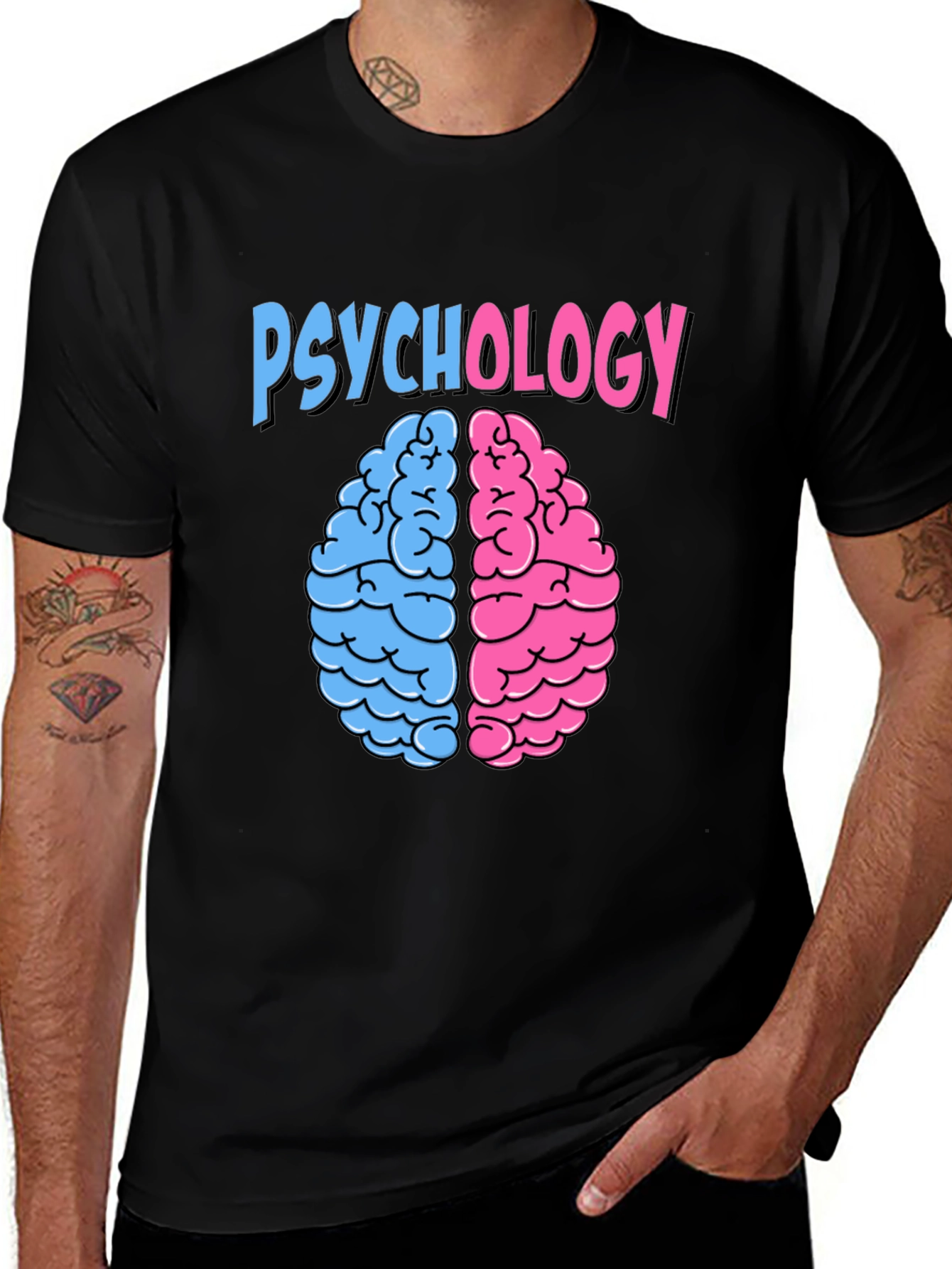 Psychology Brain Graphic Tee - Black