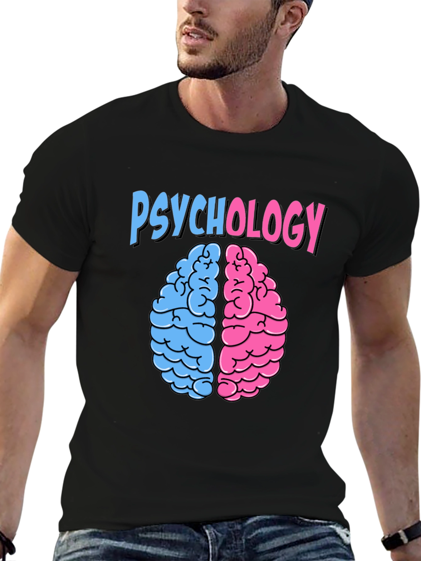 Psychology Brain Graphic Tee - Black