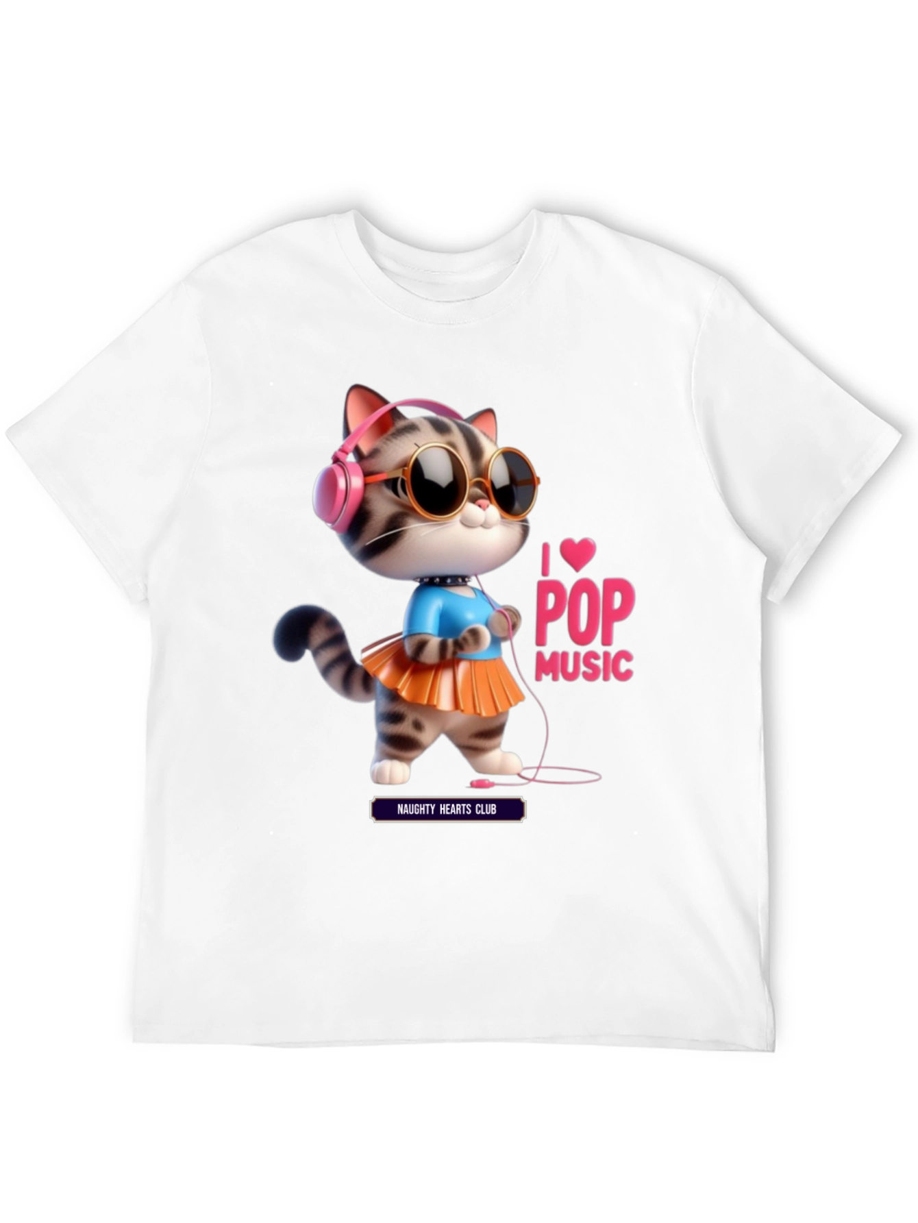 I Love Pop Music Cat T-Shirt