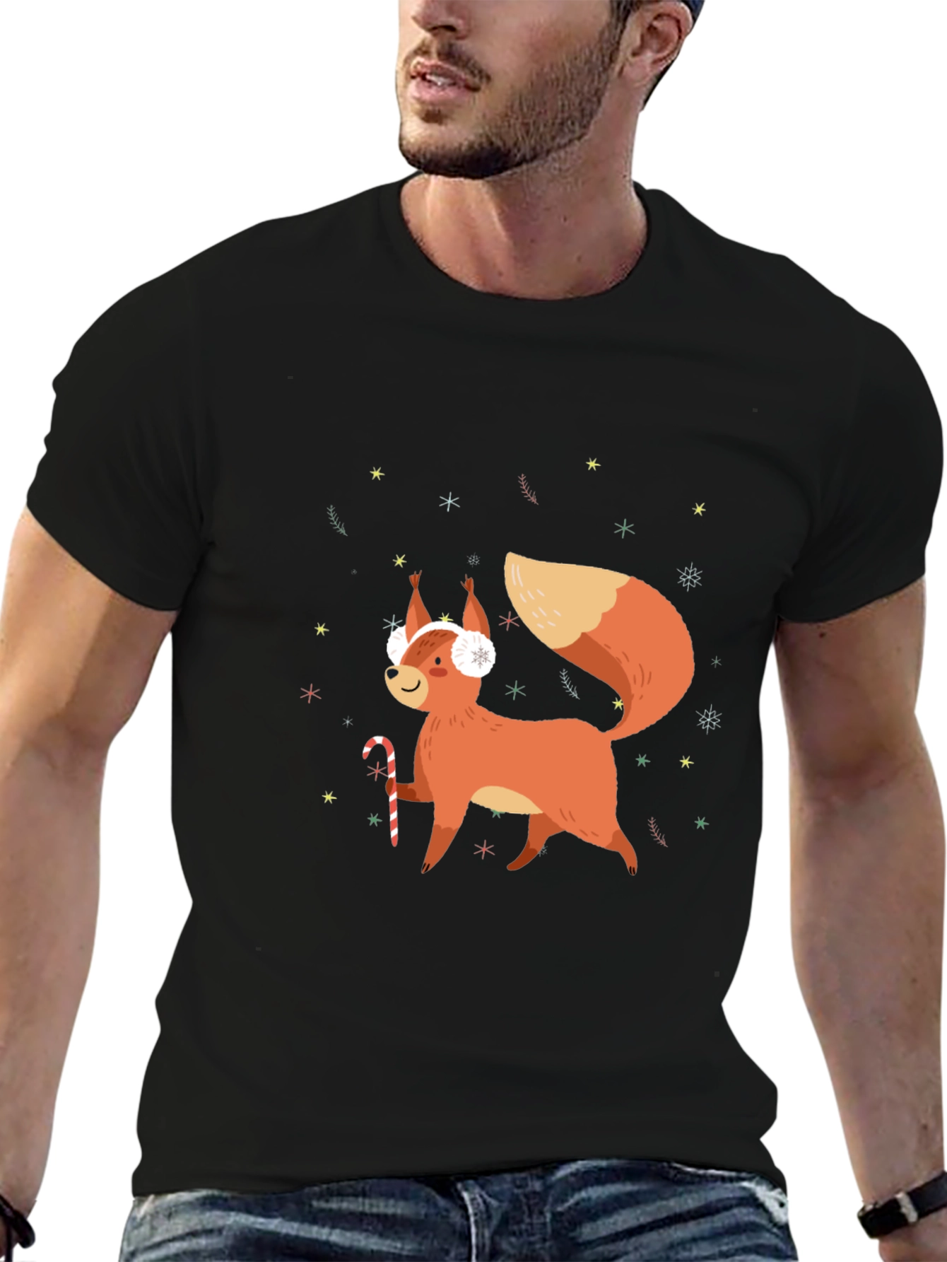 Festive Squirrel Graphic Tee - Holiday Cheer!