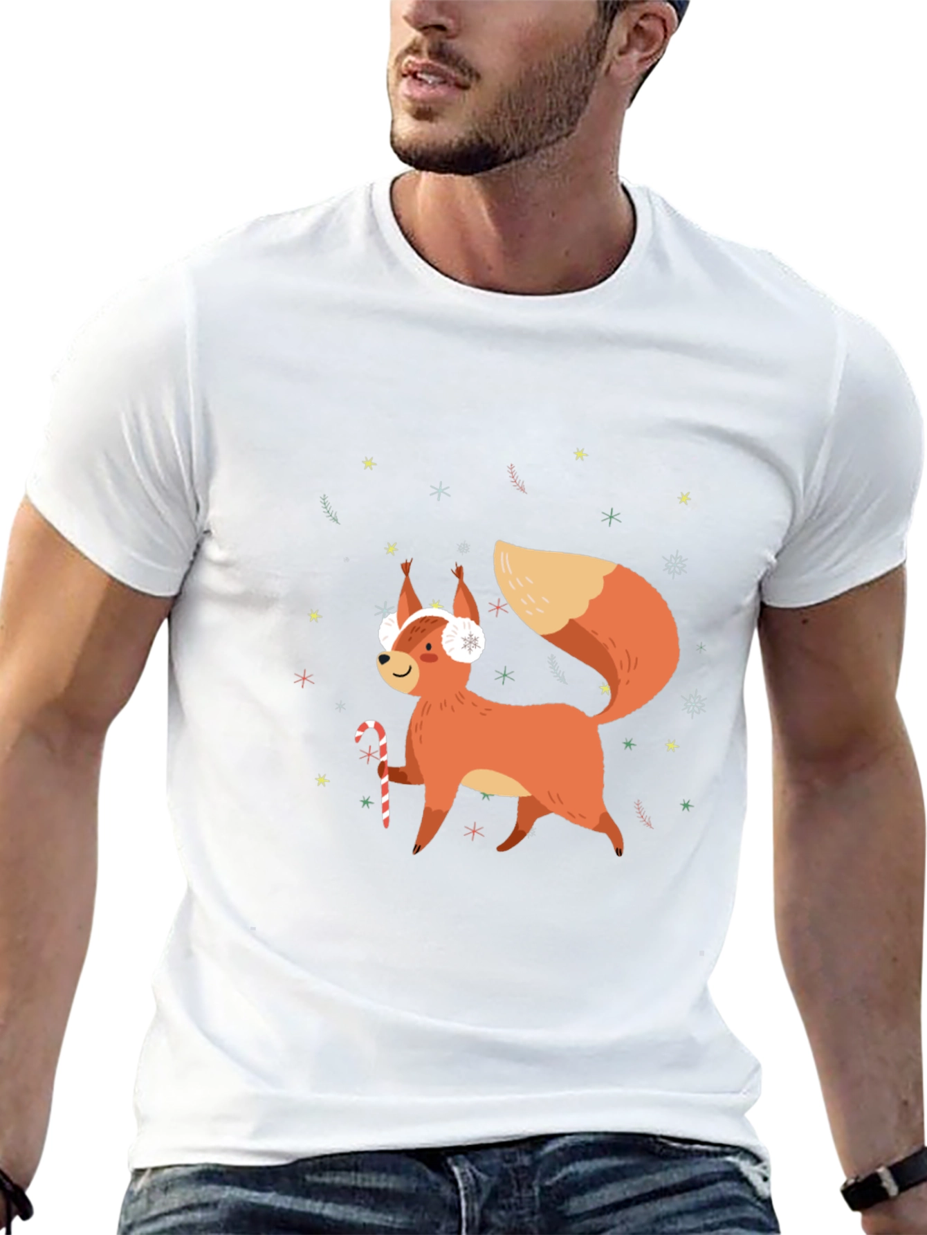 Festive Squirrel Graphic Tee - Holiday Cheer!