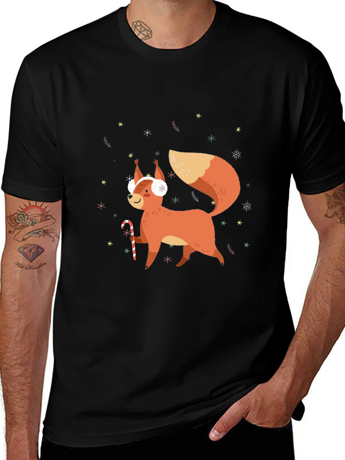 Festive Squirrel Graphic Tee - Holiday Cheer!