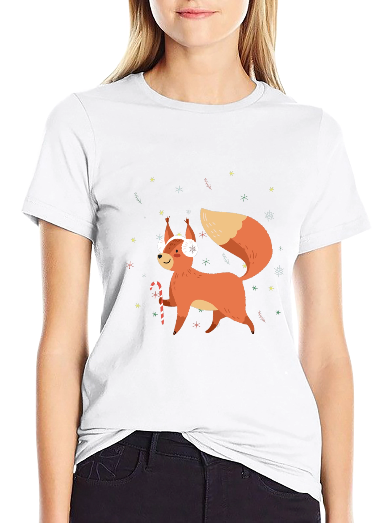 Festive Squirrel Graphic Tee - Holiday Cheer!