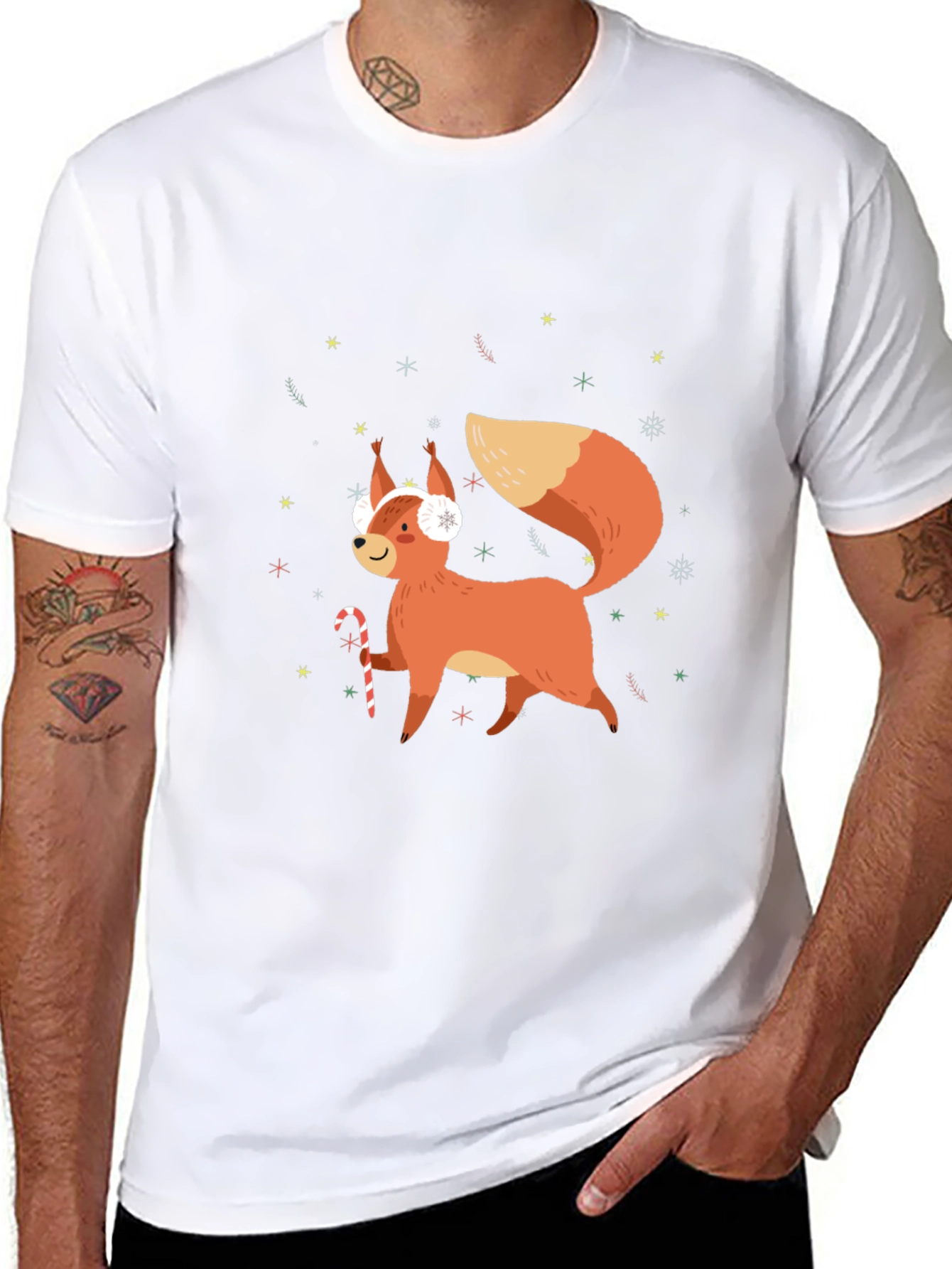 Festive Squirrel Graphic Tee - Holiday Cheer!
