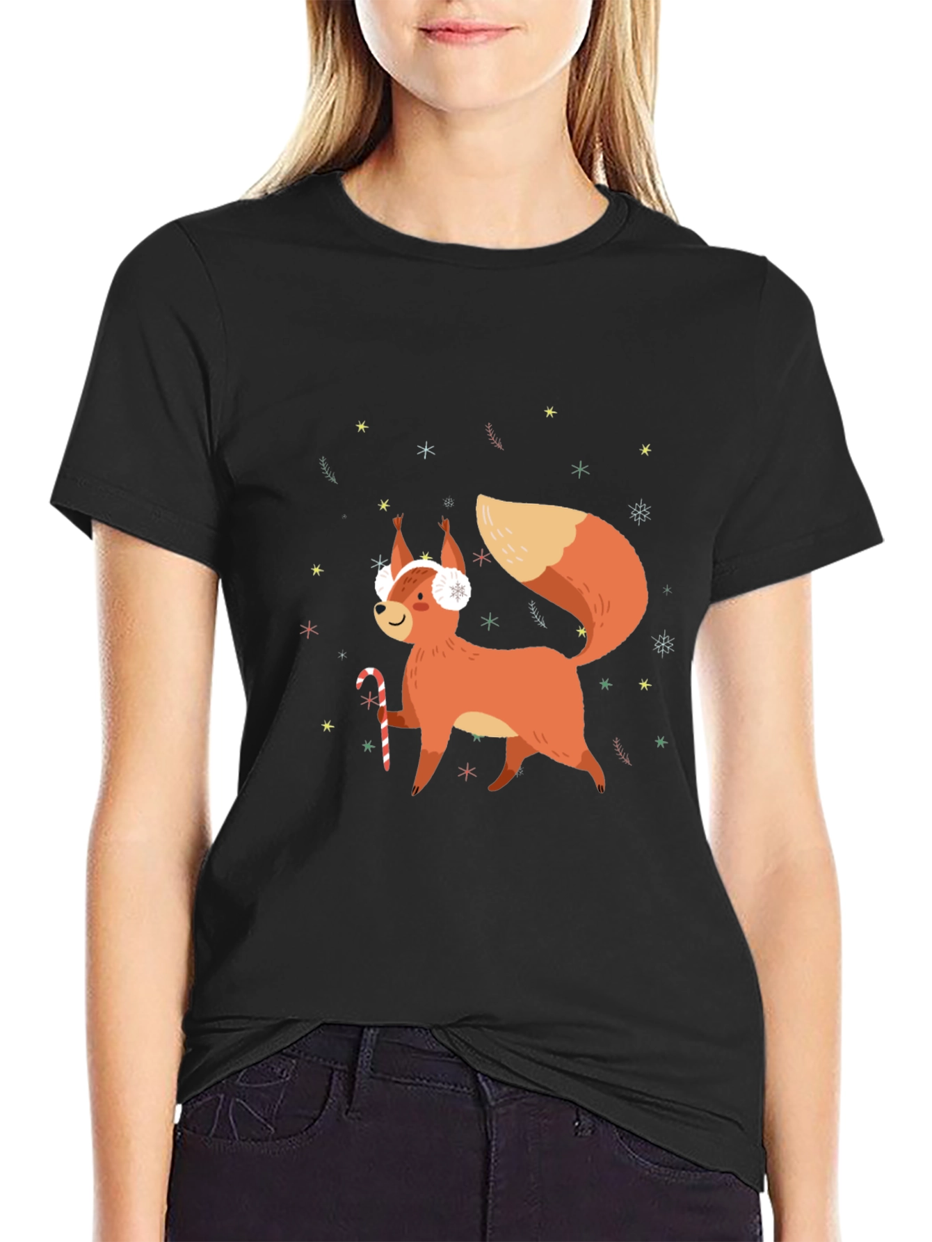 Festive Squirrel Graphic Tee - Holiday Cheer!