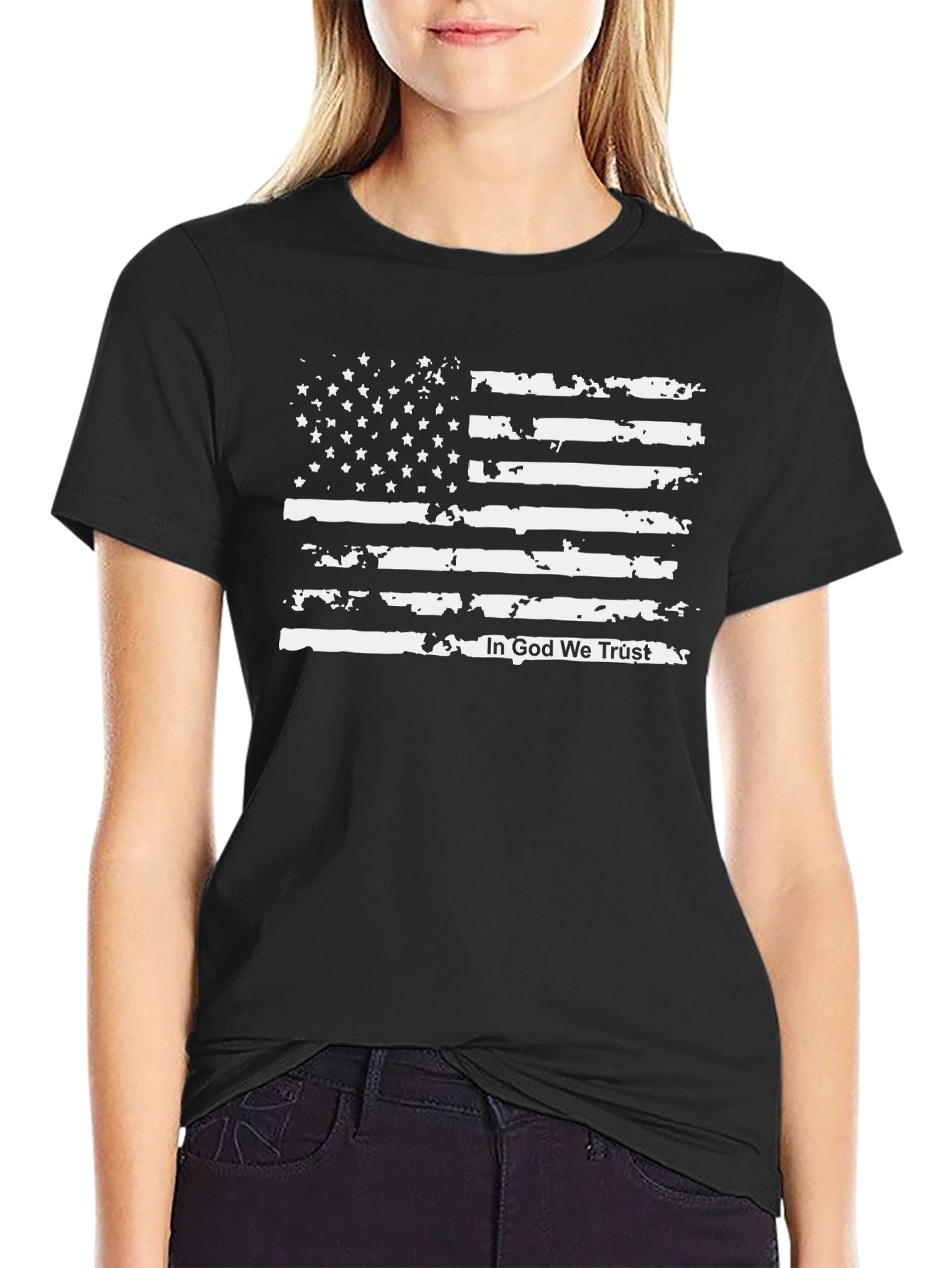 Distressed American Flag Graphic T-Shirt