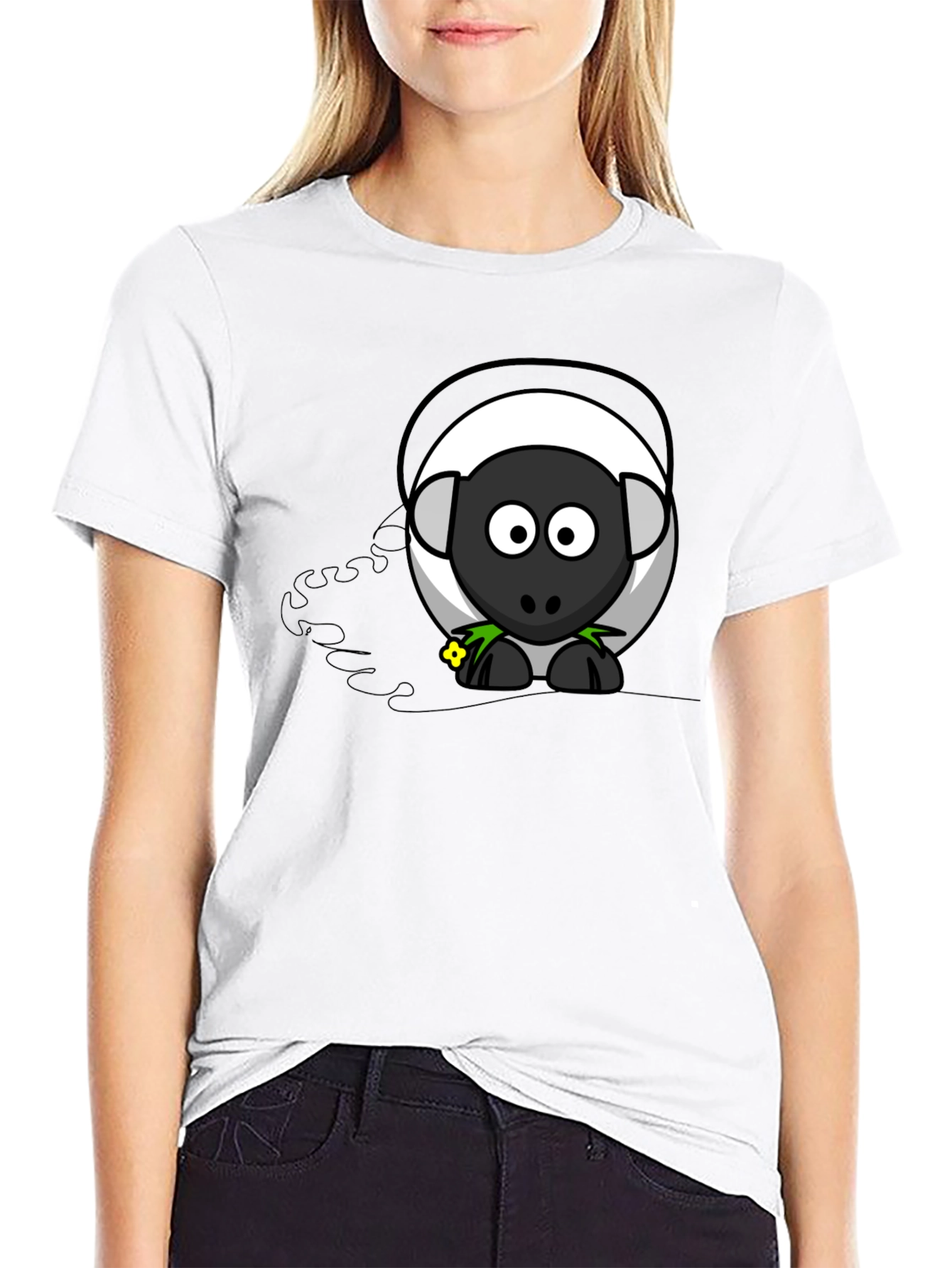 Cartoon Sheep Graphic T-Shirt