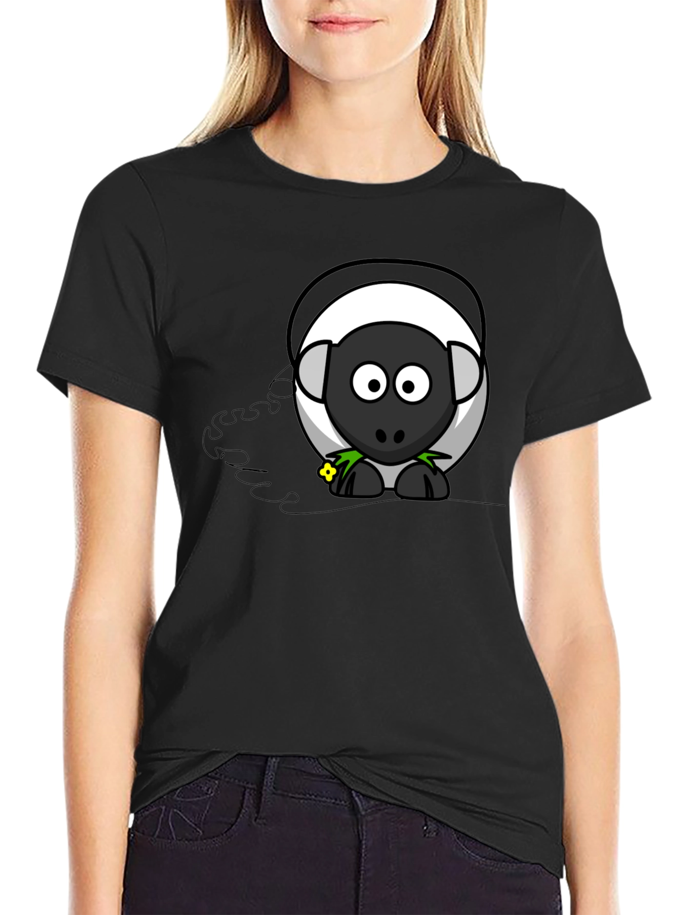 Cartoon Sheep Graphic T-Shirt