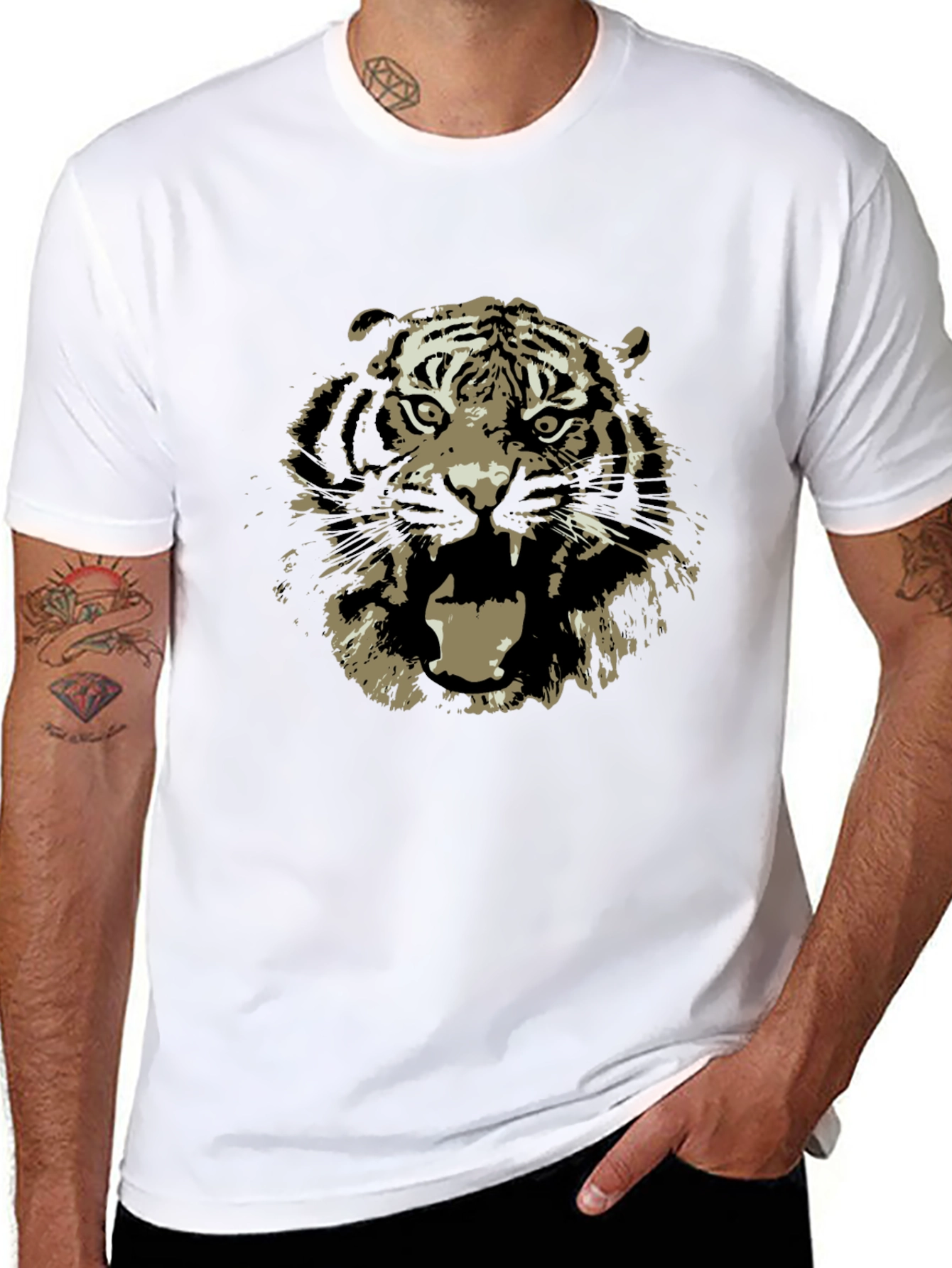 Black Tiger Graphic Tee - Bold Animal Print