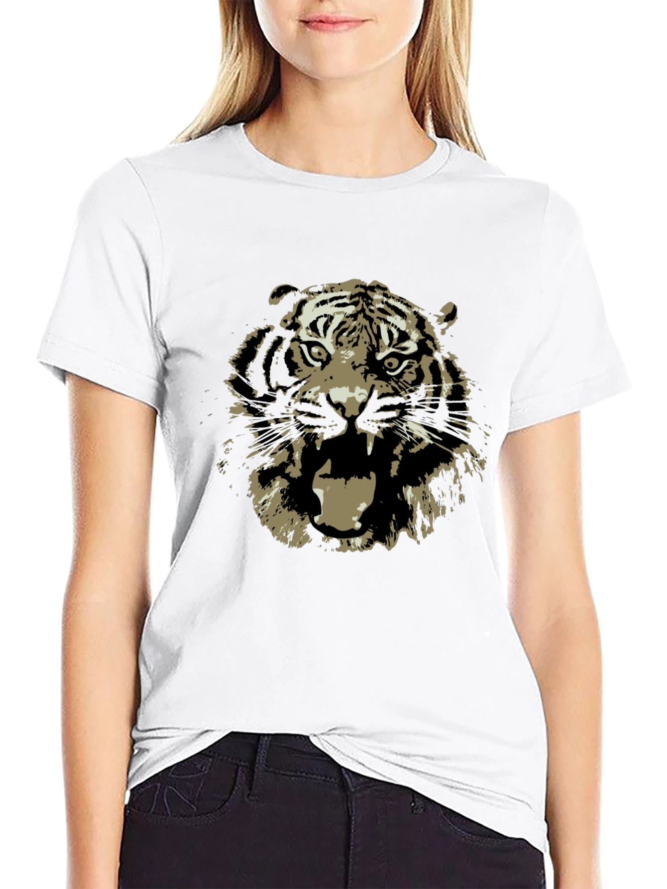 Black Tiger Graphic Tee - Bold Animal Print