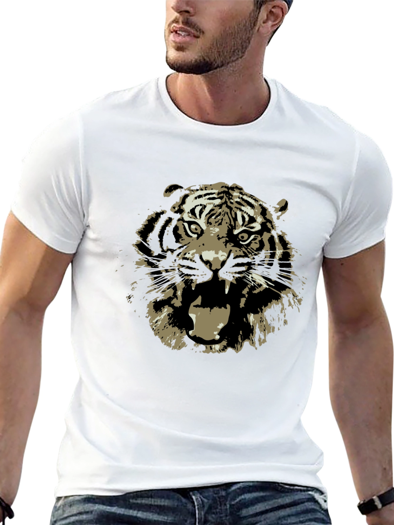 Black Tiger Graphic Tee - Bold Animal Print