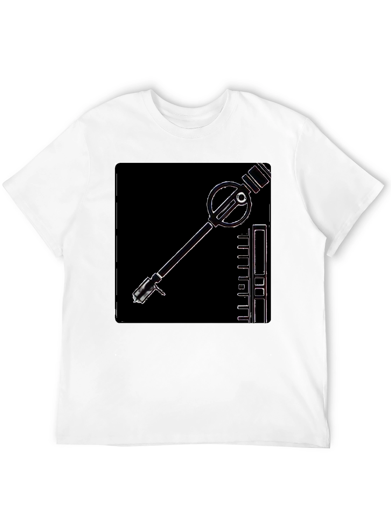 Retro Sci-Fi Gadget Graphic Tee - Black Cotton T-Shirt