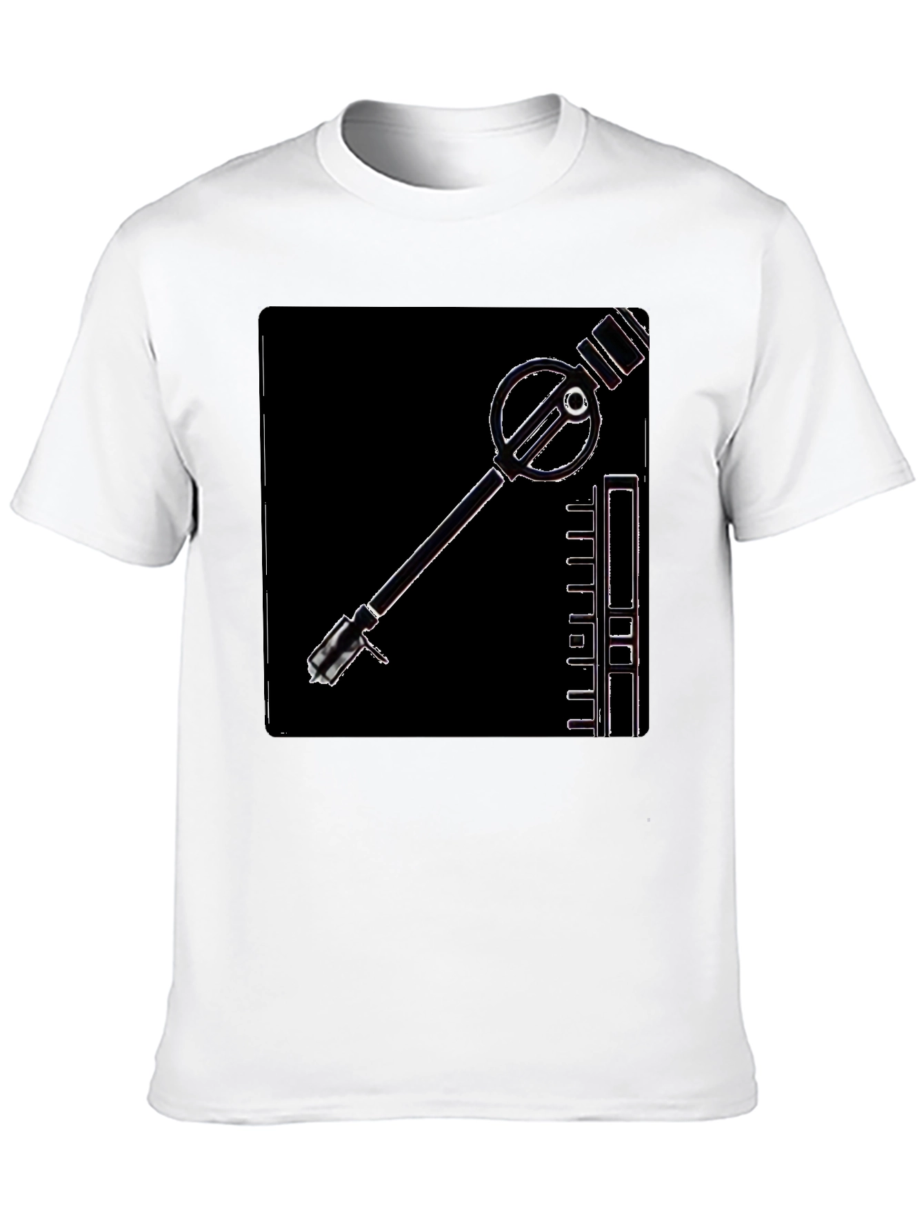 Retro Sci-Fi Gadget Graphic Tee - Black Cotton T-Shirt