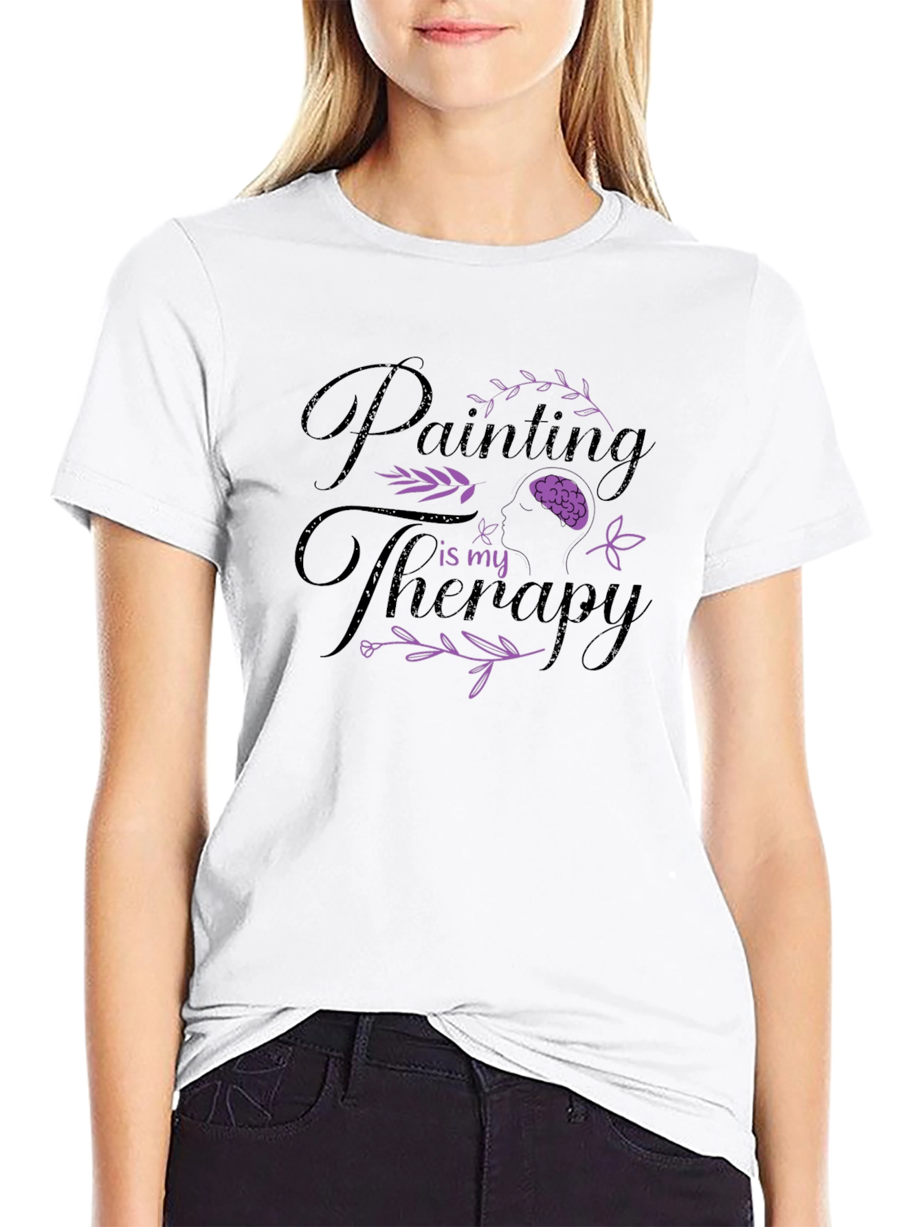 Painting is My Therapy Black Graphic T-Shirt