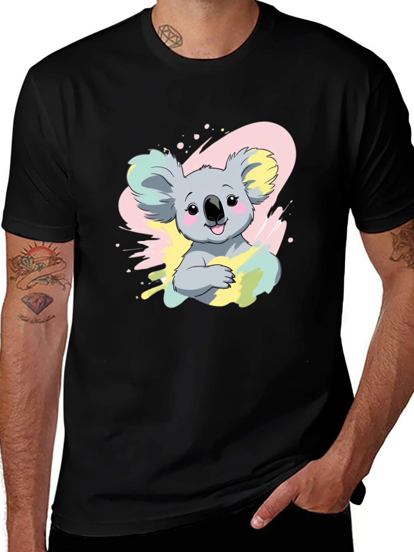 Koala Bear Graphic Tee - Mens Black T-Shirt