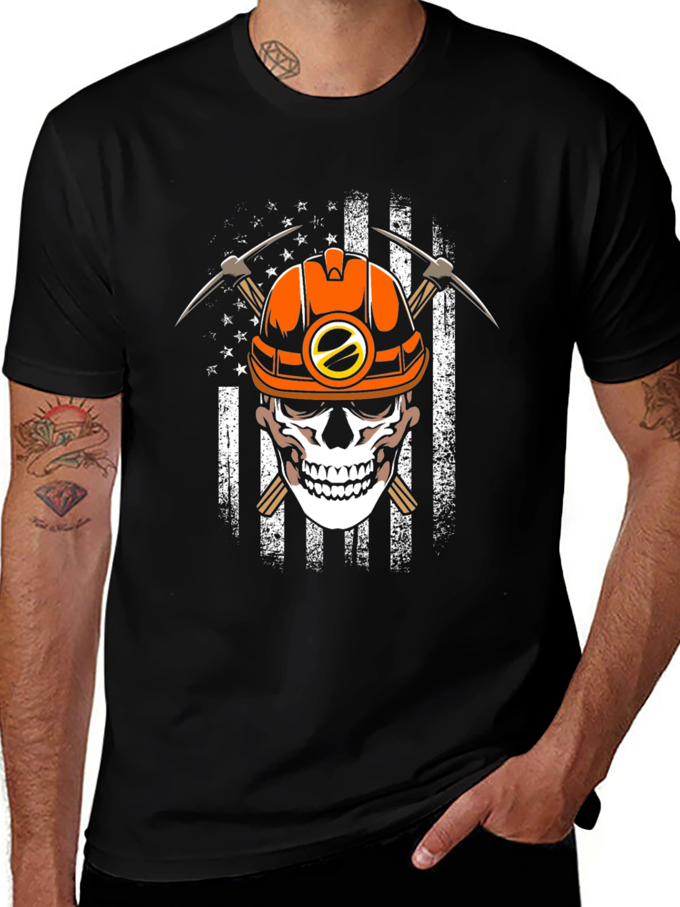 Miner Skull American Flag T-Shirt