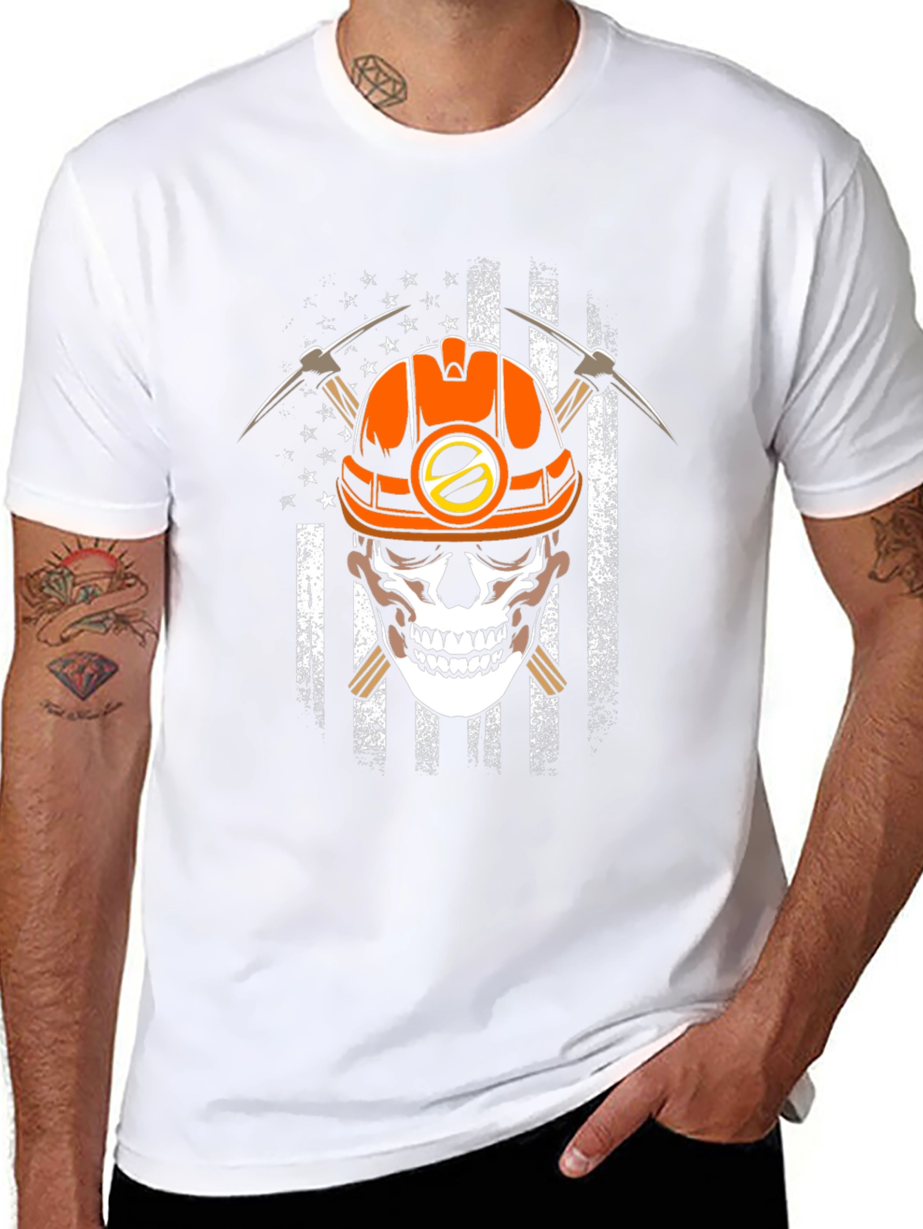 Miner Skull American Flag T-Shirt