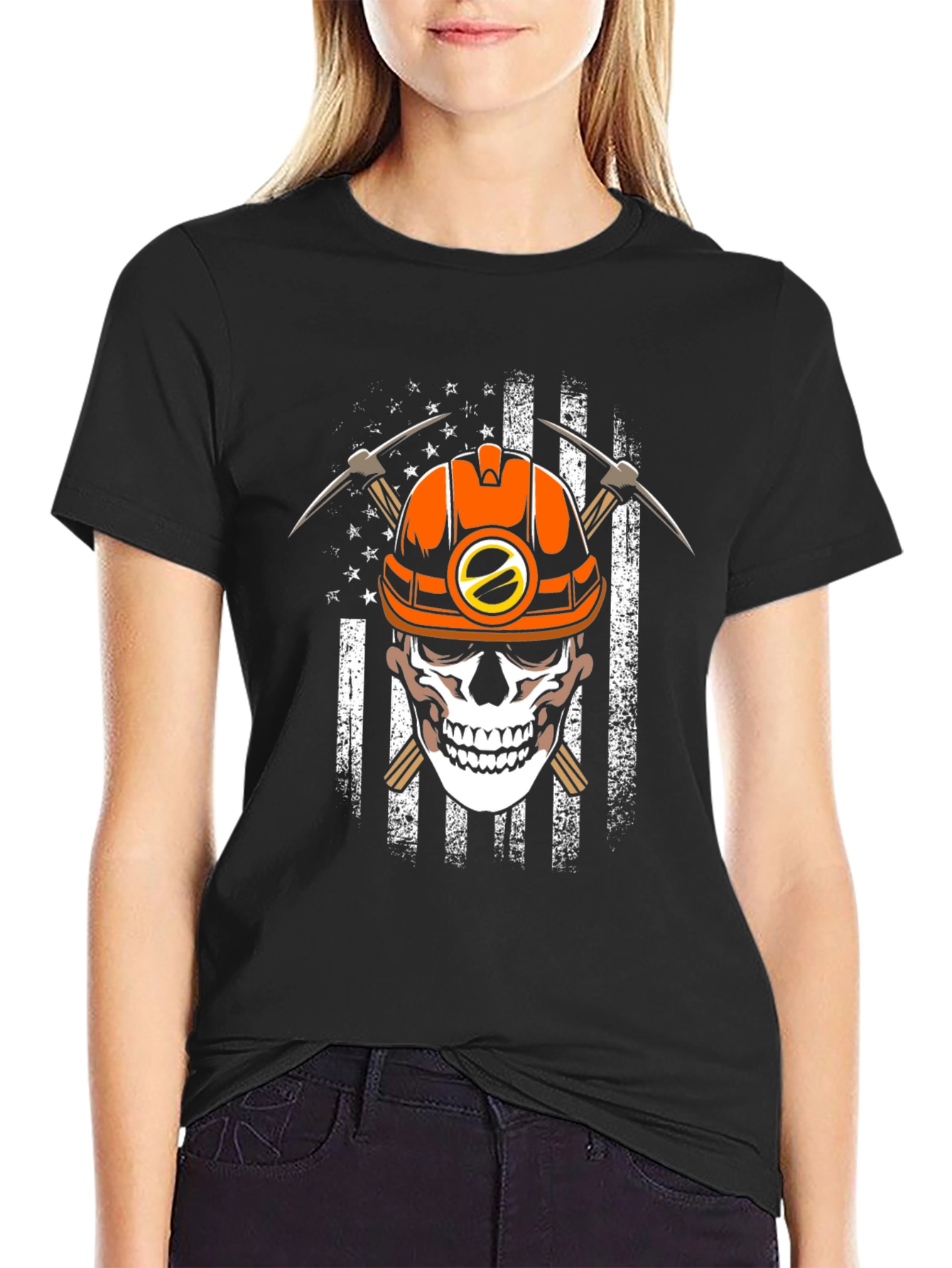Miner Skull American Flag T-Shirt
