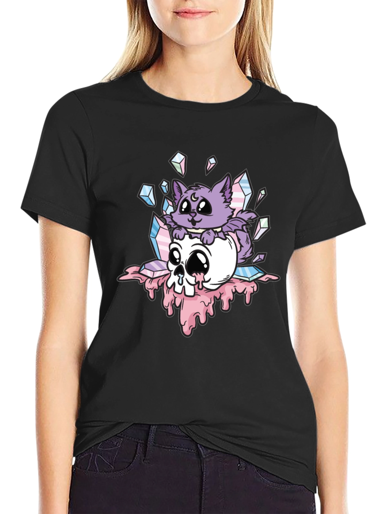 Gothic Cat Skull T-Shirt