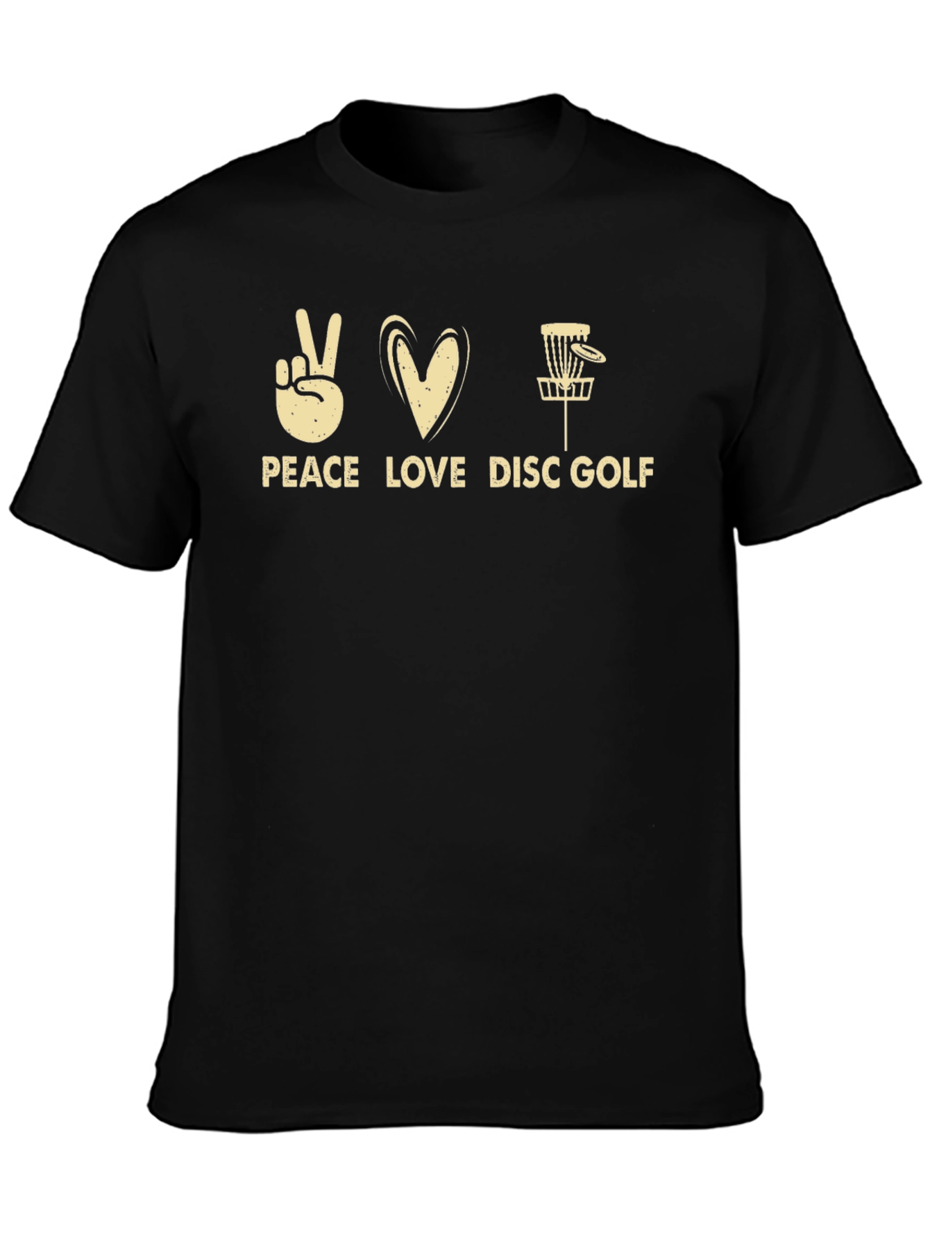 Peace Love Disc Golf T-Shirt - Black Cotton Tee