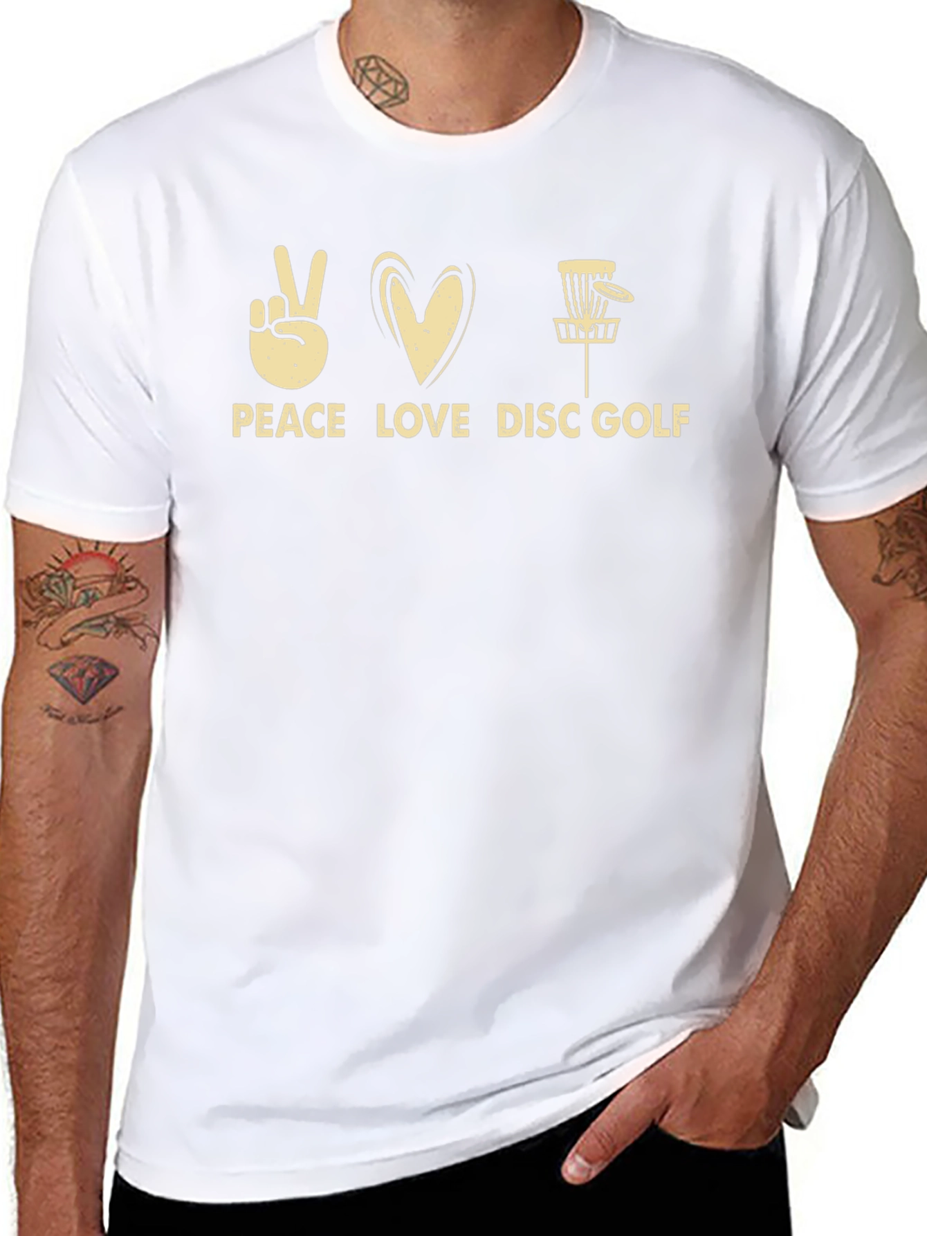 Peace Love Disc Golf T-Shirt - Black Cotton Tee