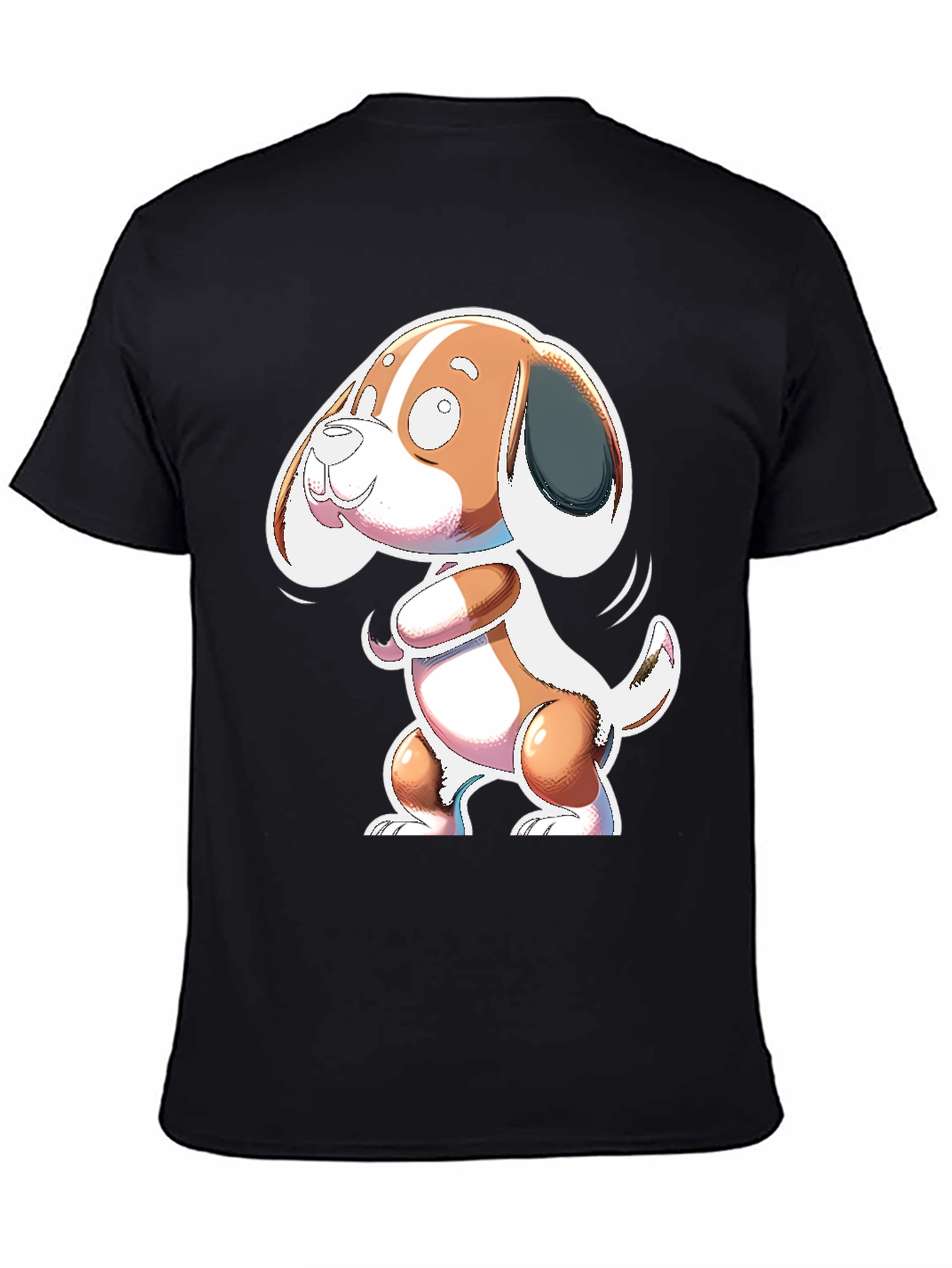 Cartoon Dog Graphic Black T-Shirt