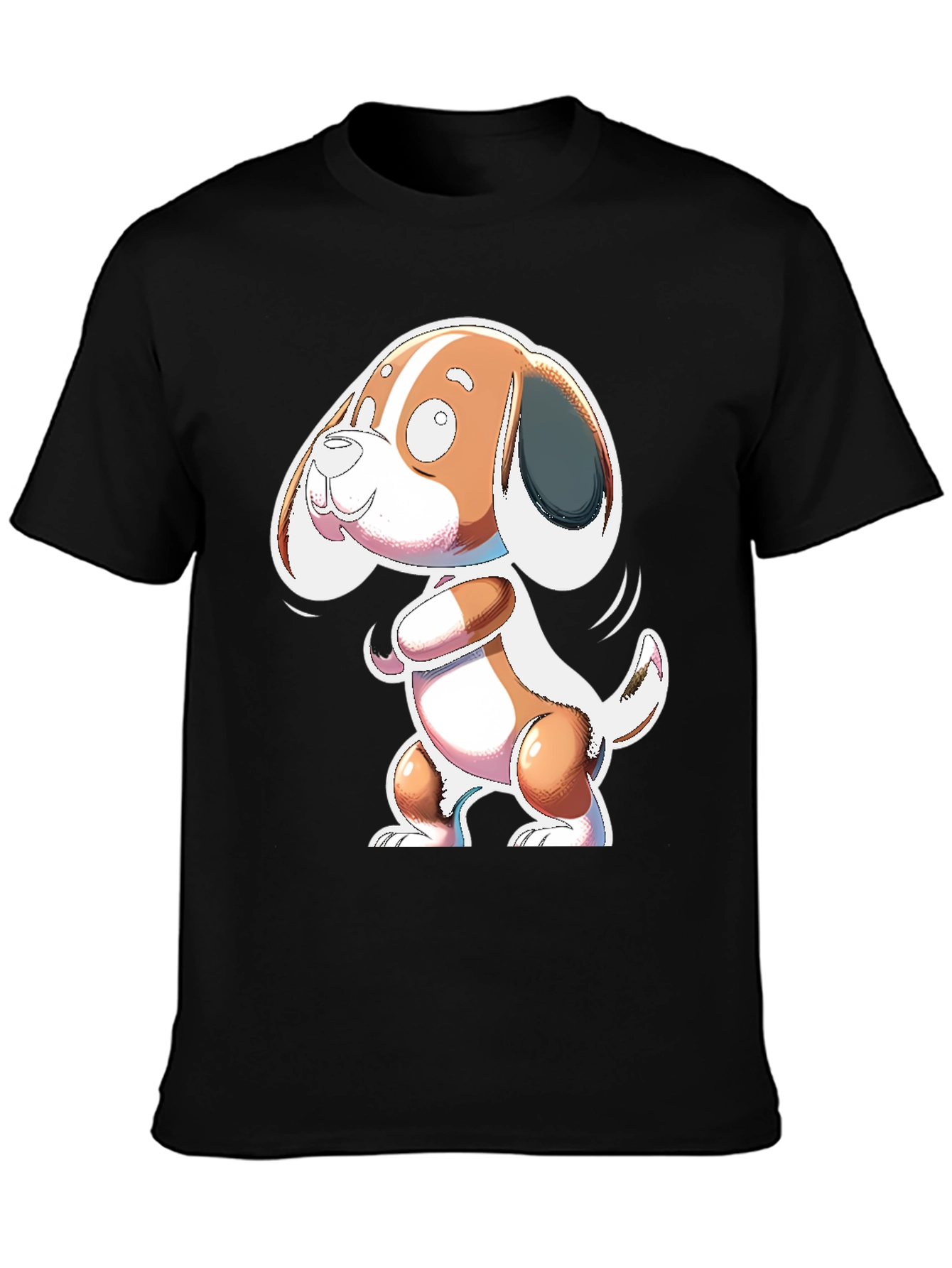 Cartoon Dog Graphic Black T-Shirt