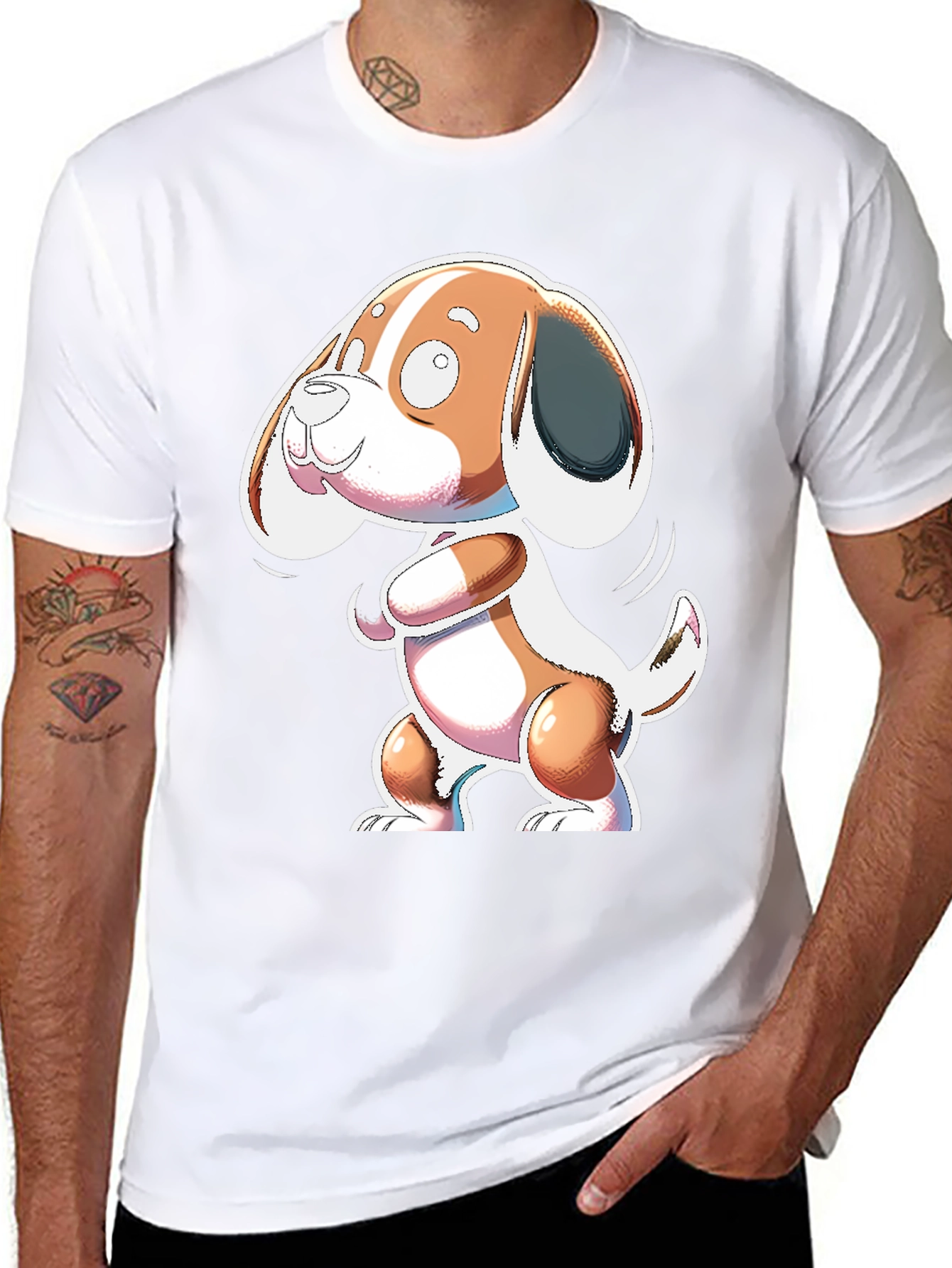 Cartoon Dog Graphic Black T-Shirt